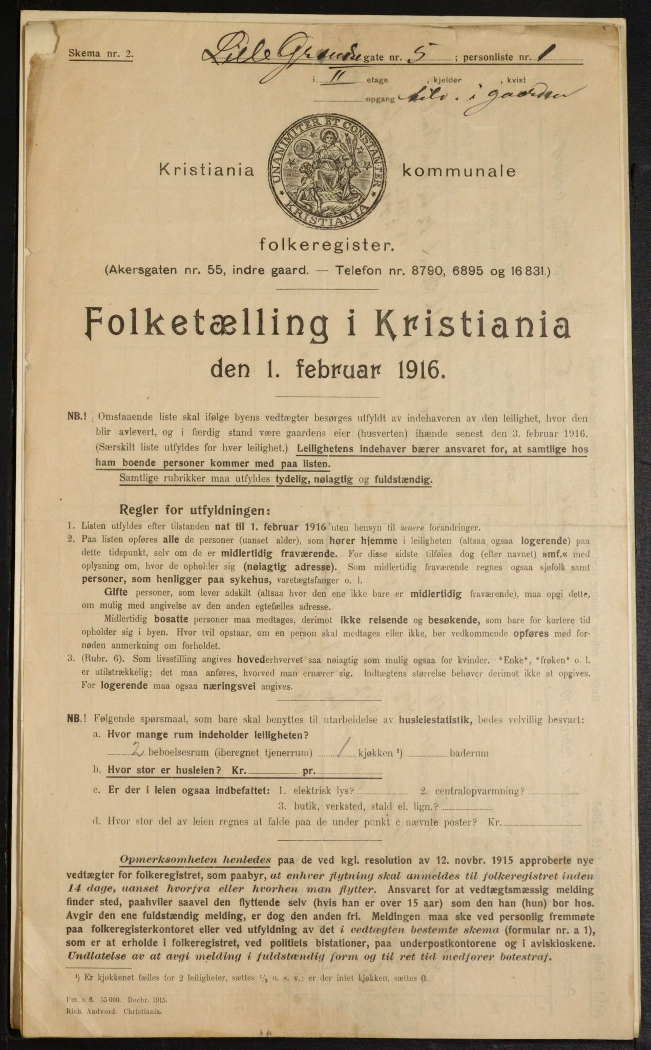 OBA, Kommunal folketelling 1.2.1916 for Kristiania, 1916, s. 58861