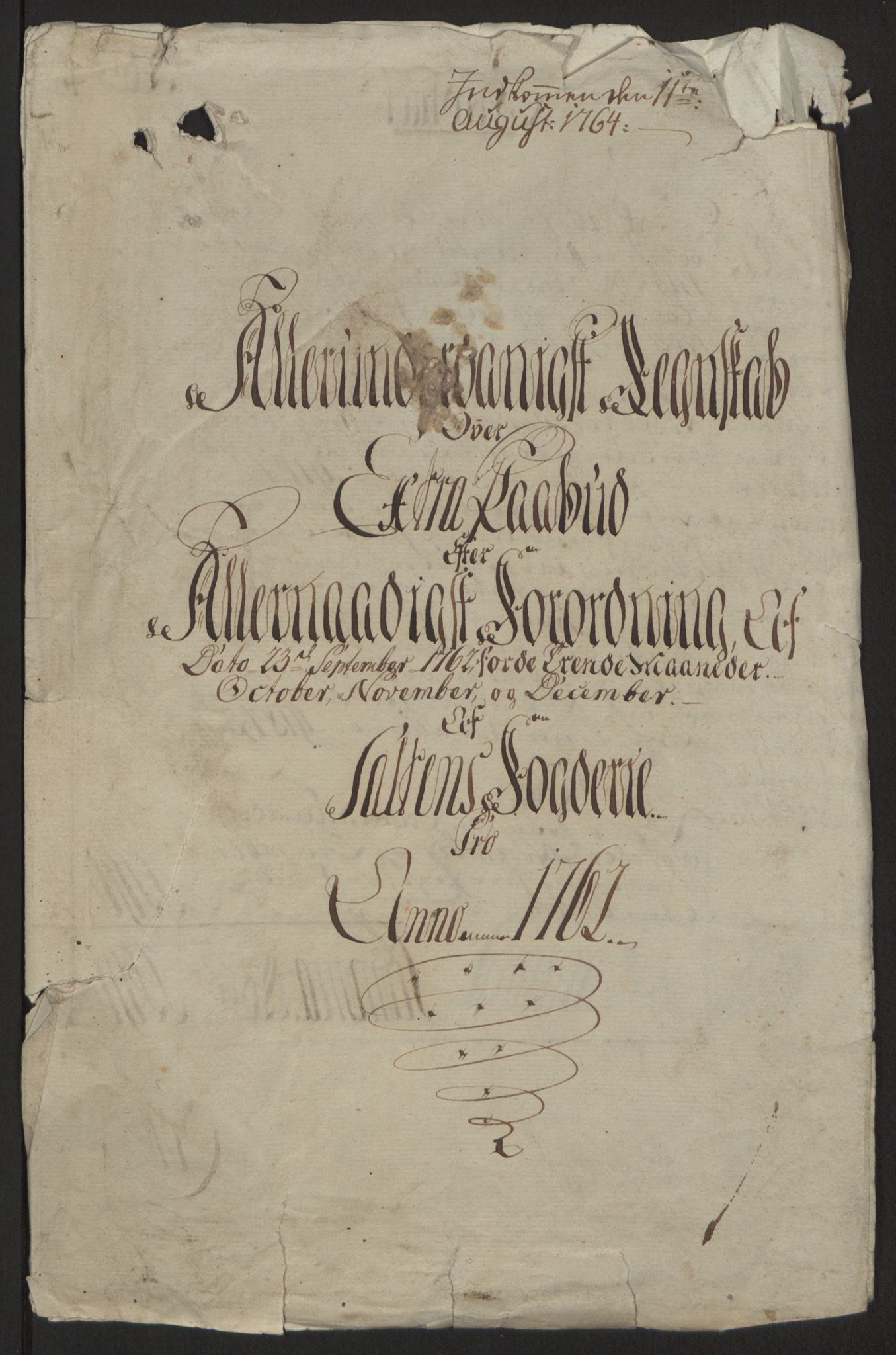 Rentekammeret inntil 1814, Reviderte regnskaper, Fogderegnskap, AV/RA-EA-4092/R66/L4670: Ekstraskatten Salten, 1762-1764, s. 4