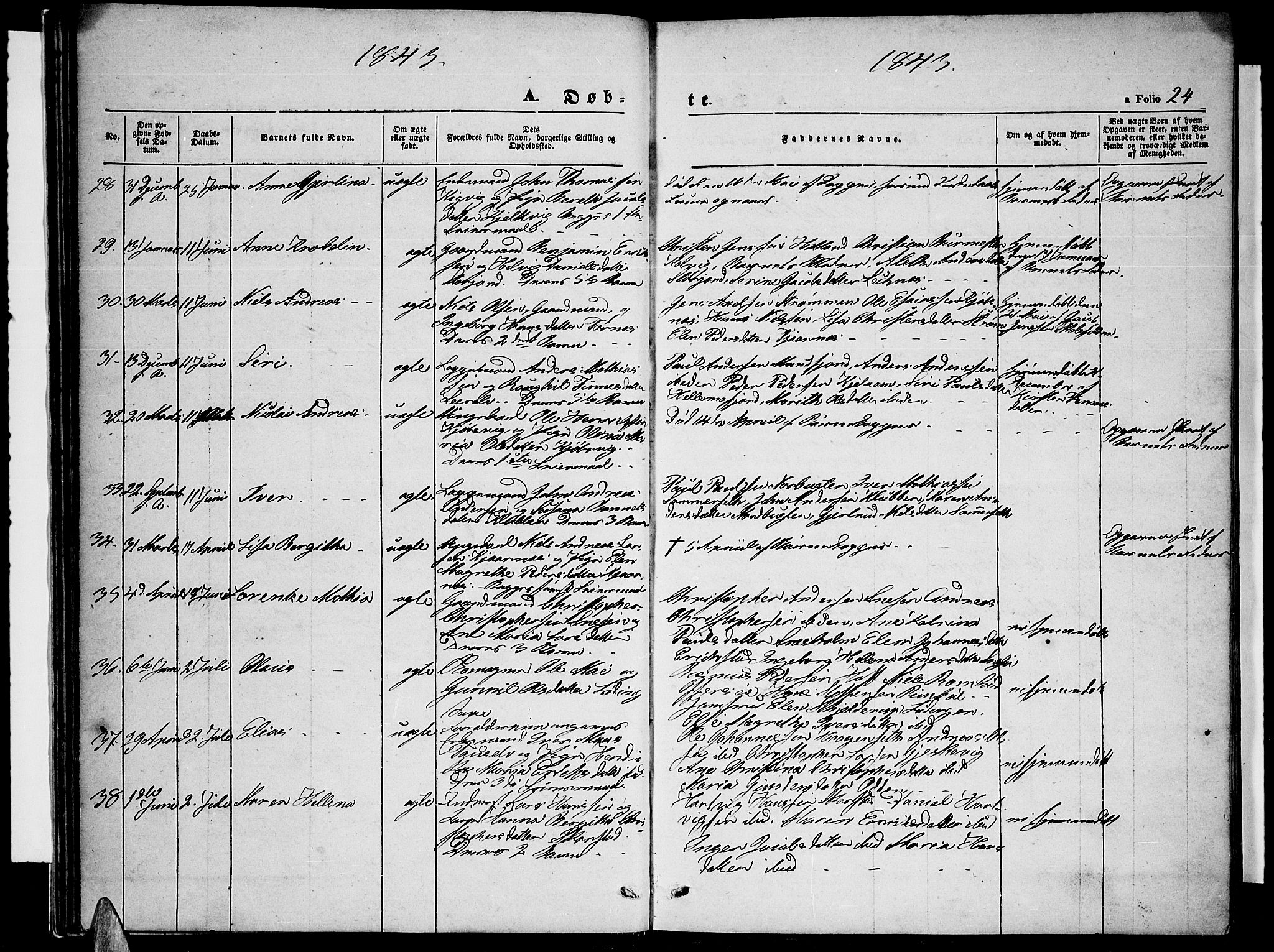 Ministerialprotokoller, klokkerbøker og fødselsregistre - Nordland, AV/SAT-A-1459/872/L1045: Klokkerbok nr. 872C01, 1840-1851, s. 24