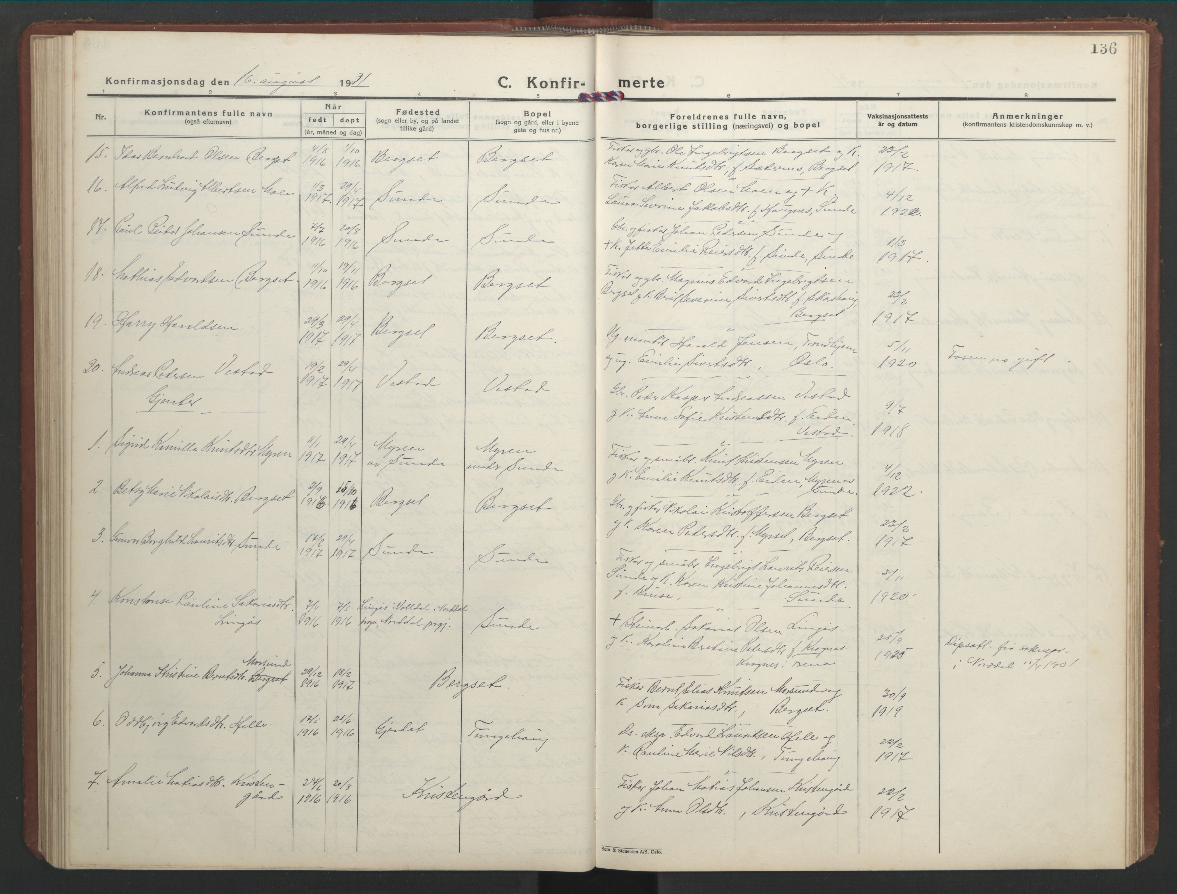 Ministerialprotokoller, klokkerbøker og fødselsregistre - Møre og Romsdal, AV/SAT-A-1454/566/L0775: Klokkerbok nr. 566C04, 1930-1946, s. 136