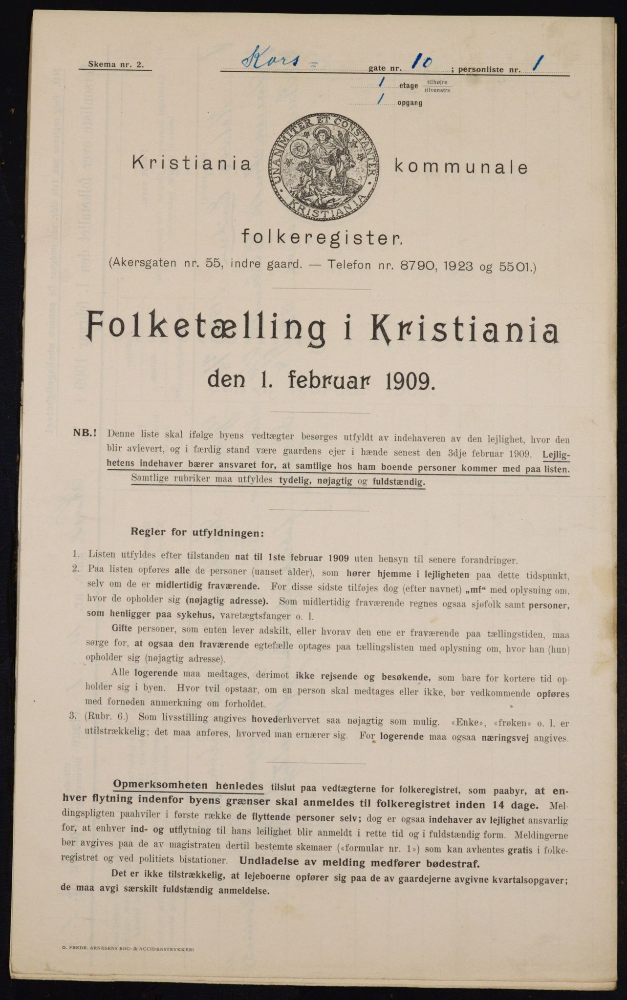 OBA, Kommunal folketelling 1.2.1909 for Kristiania kjøpstad, 1909, s. 49060