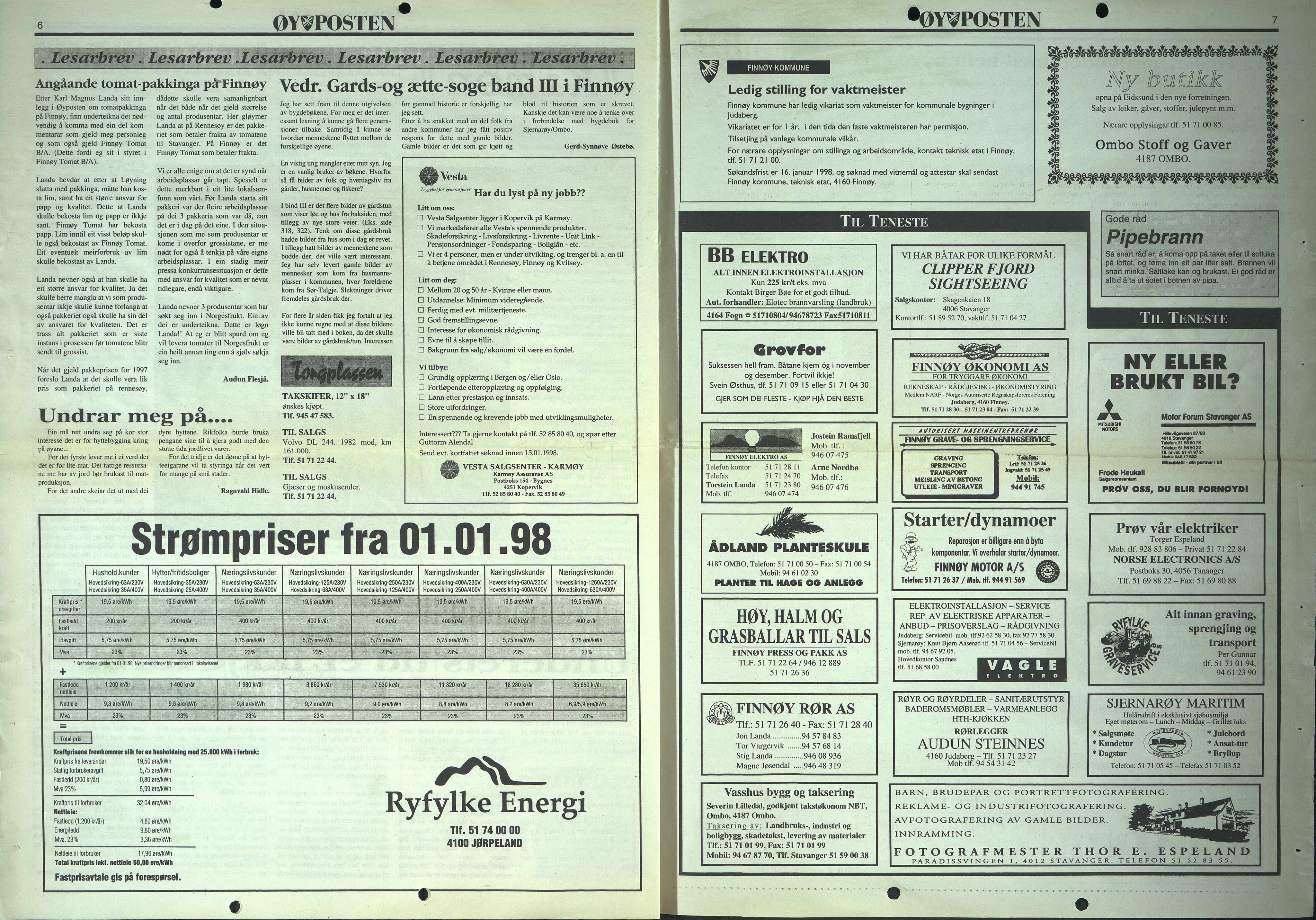 , Finnøy kommune, Øyposten, 1998, 1998