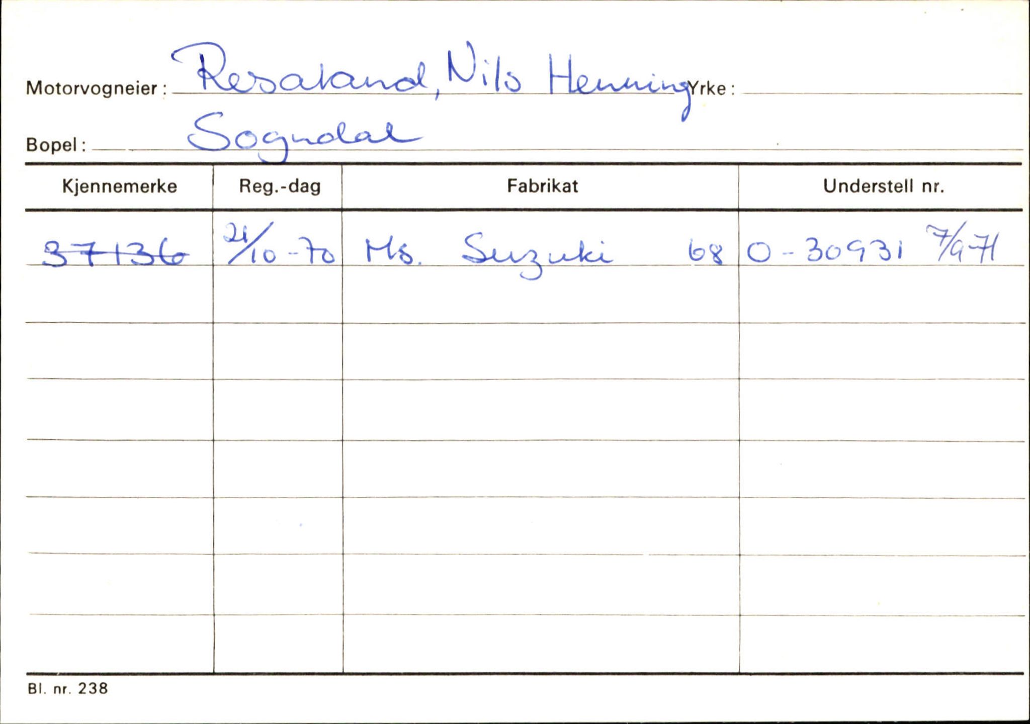 Statens vegvesen, Sogn og Fjordane vegkontor, SAB/A-5301/4/F/L0124: Eigarregister Sogndal A-U, 1945-1975, s. 2026