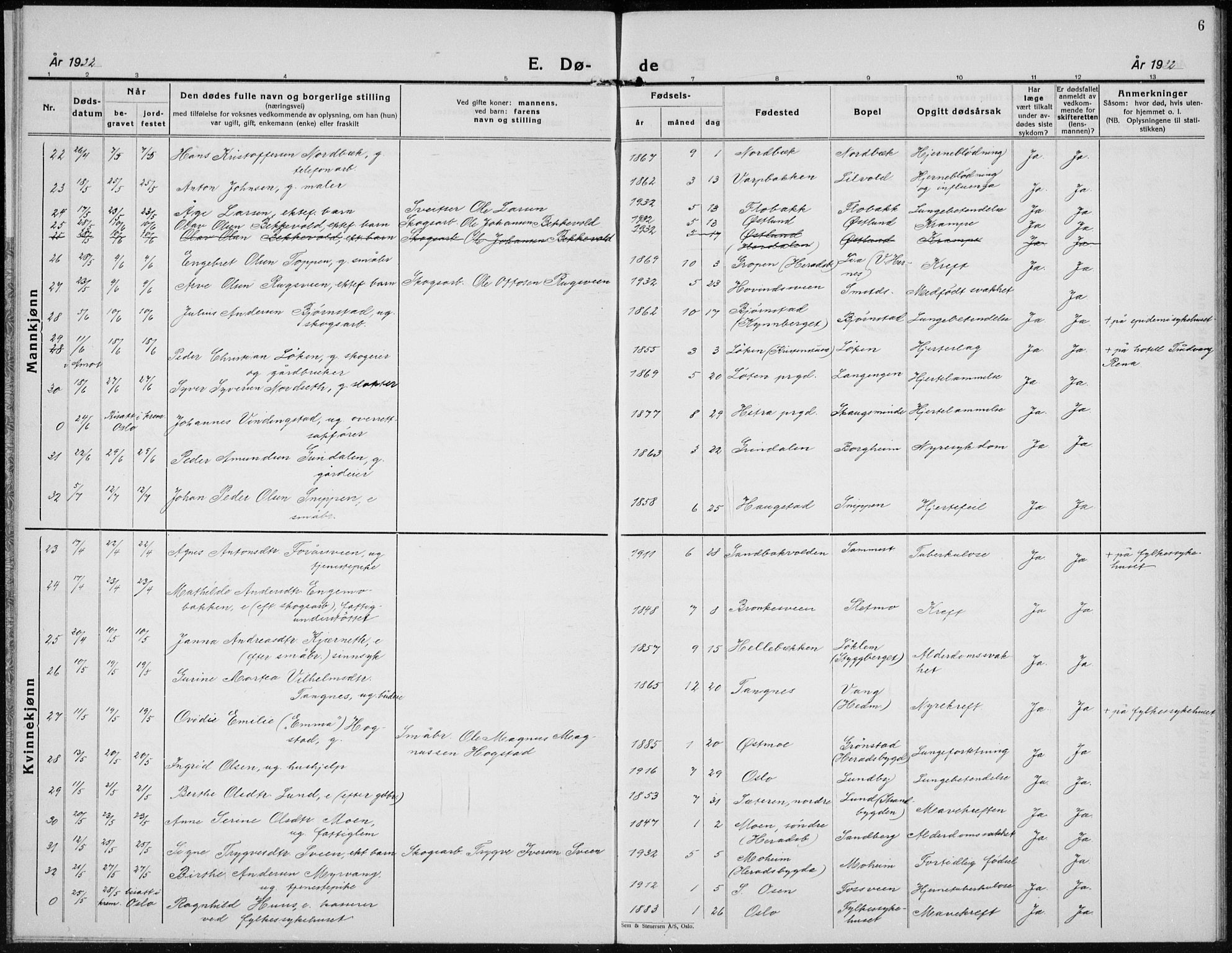 Elverum prestekontor, SAH/PREST-044/H/Ha/Hab/L0017: Klokkerbok nr. 17, 1932-1941, s. 6