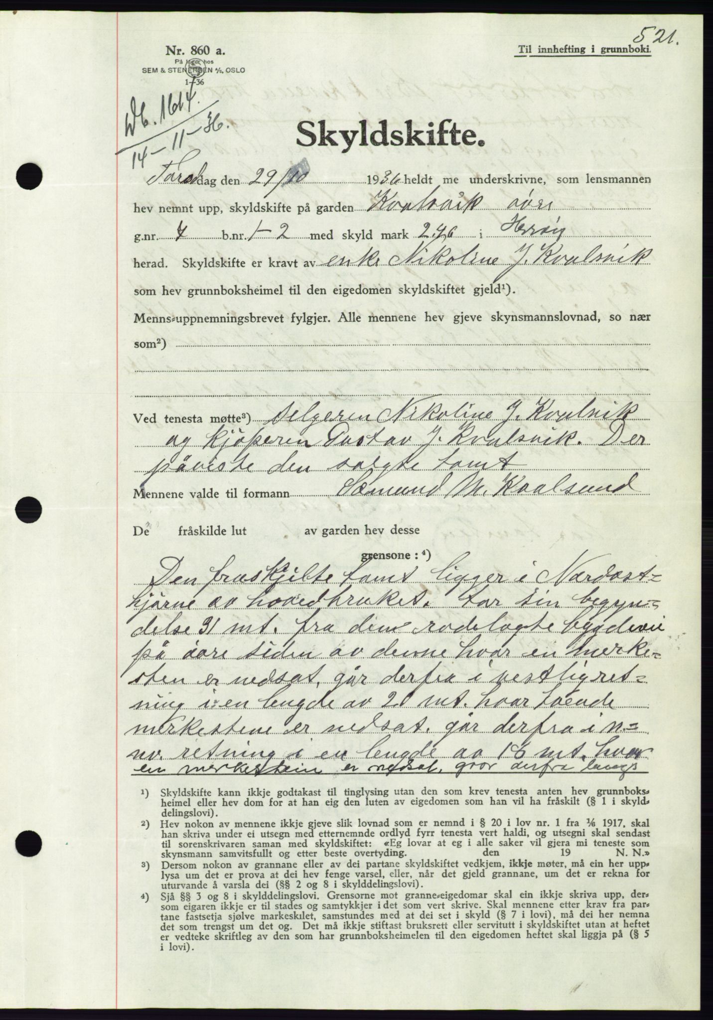 Søre Sunnmøre sorenskriveri, AV/SAT-A-4122/1/2/2C/L0061: Pantebok nr. 55, 1936-1936, Dagboknr: 1614/1936