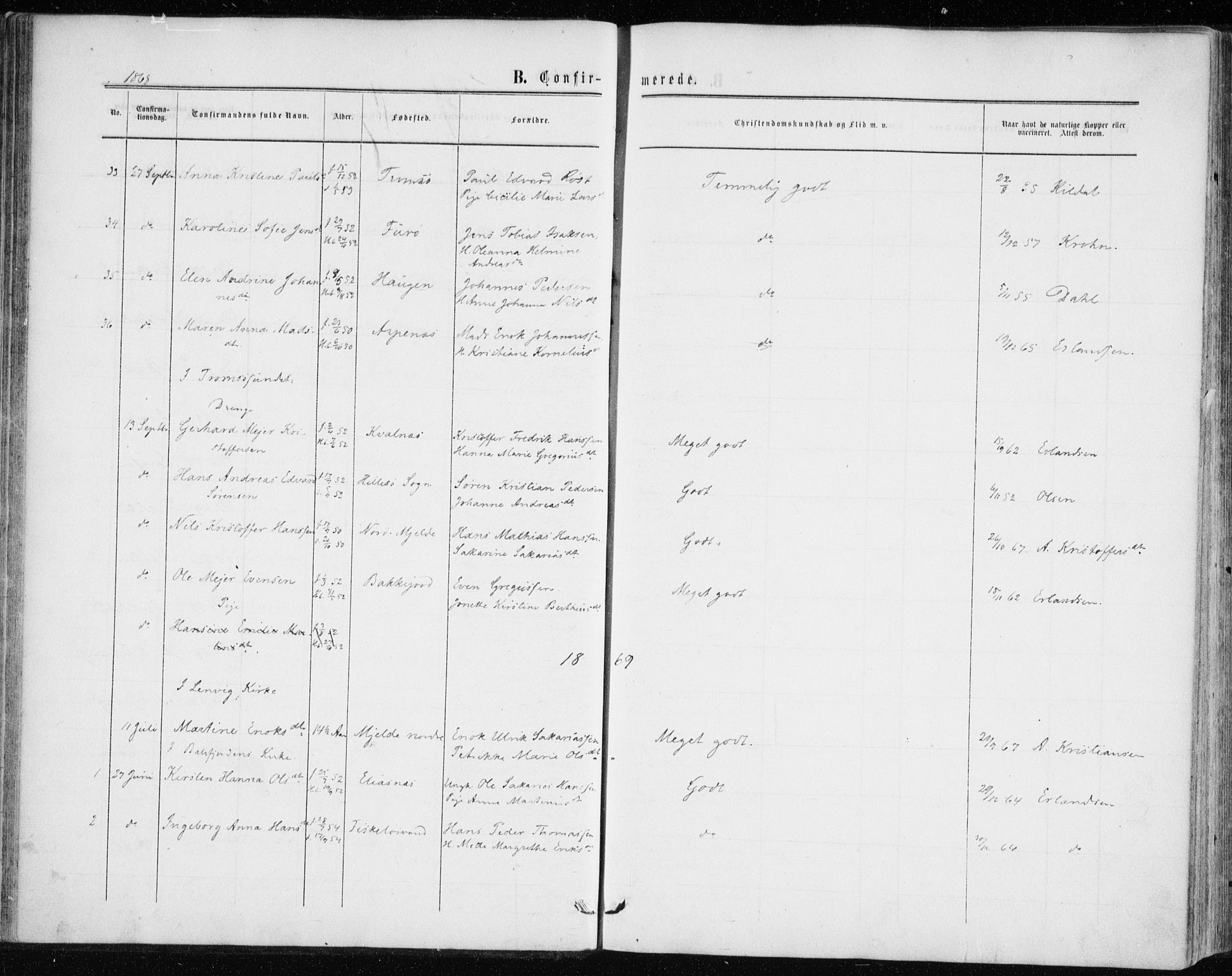 Balsfjord sokneprestembete, AV/SATØ-S-1303/G/Gaa/L0001kirke: Ministerialbok nr. 1, 1858-1870