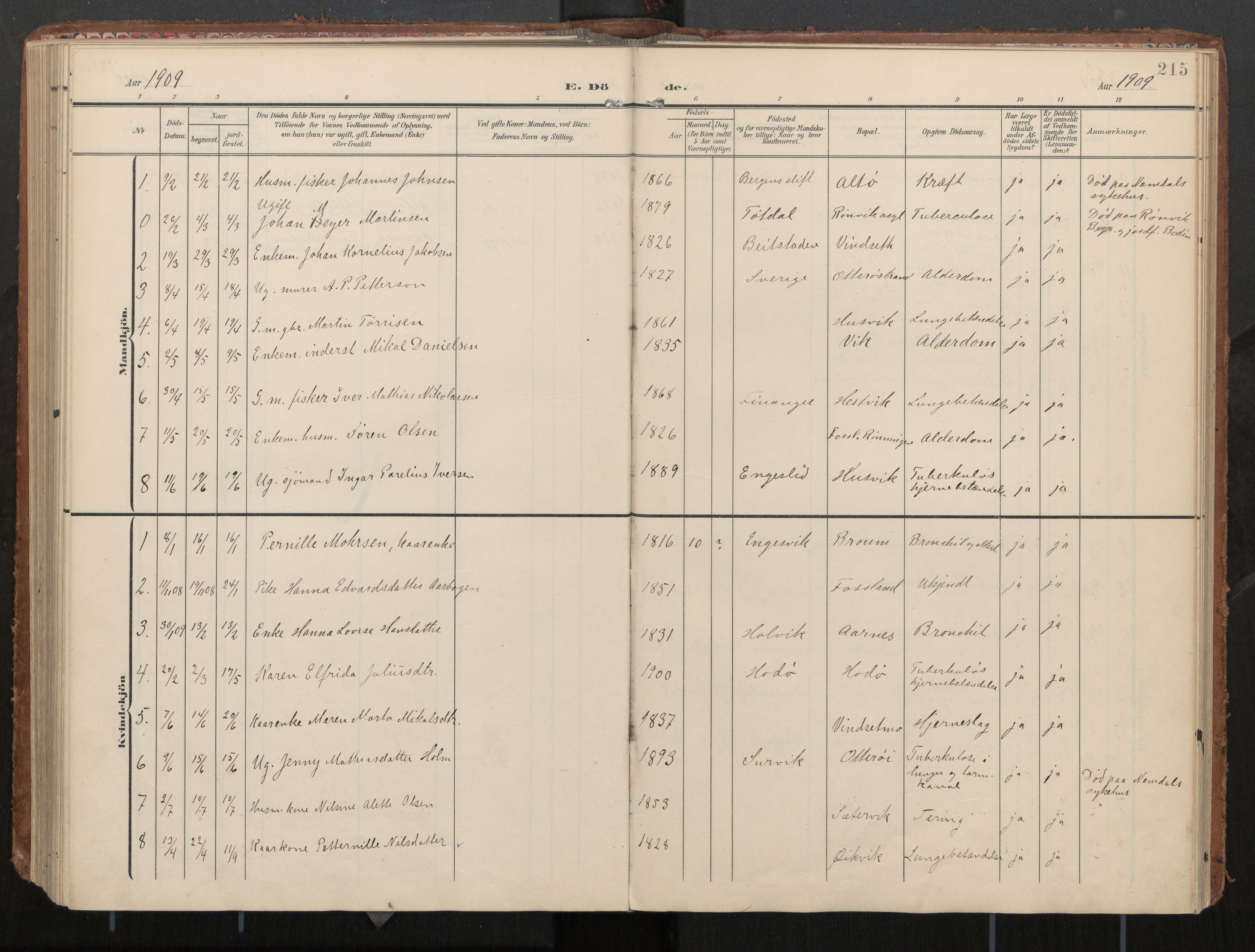 Ministerialprotokoller, klokkerbøker og fødselsregistre - Nord-Trøndelag, SAT/A-1458/774/L0629: Ministerialbok, 1904-1926, s. 215