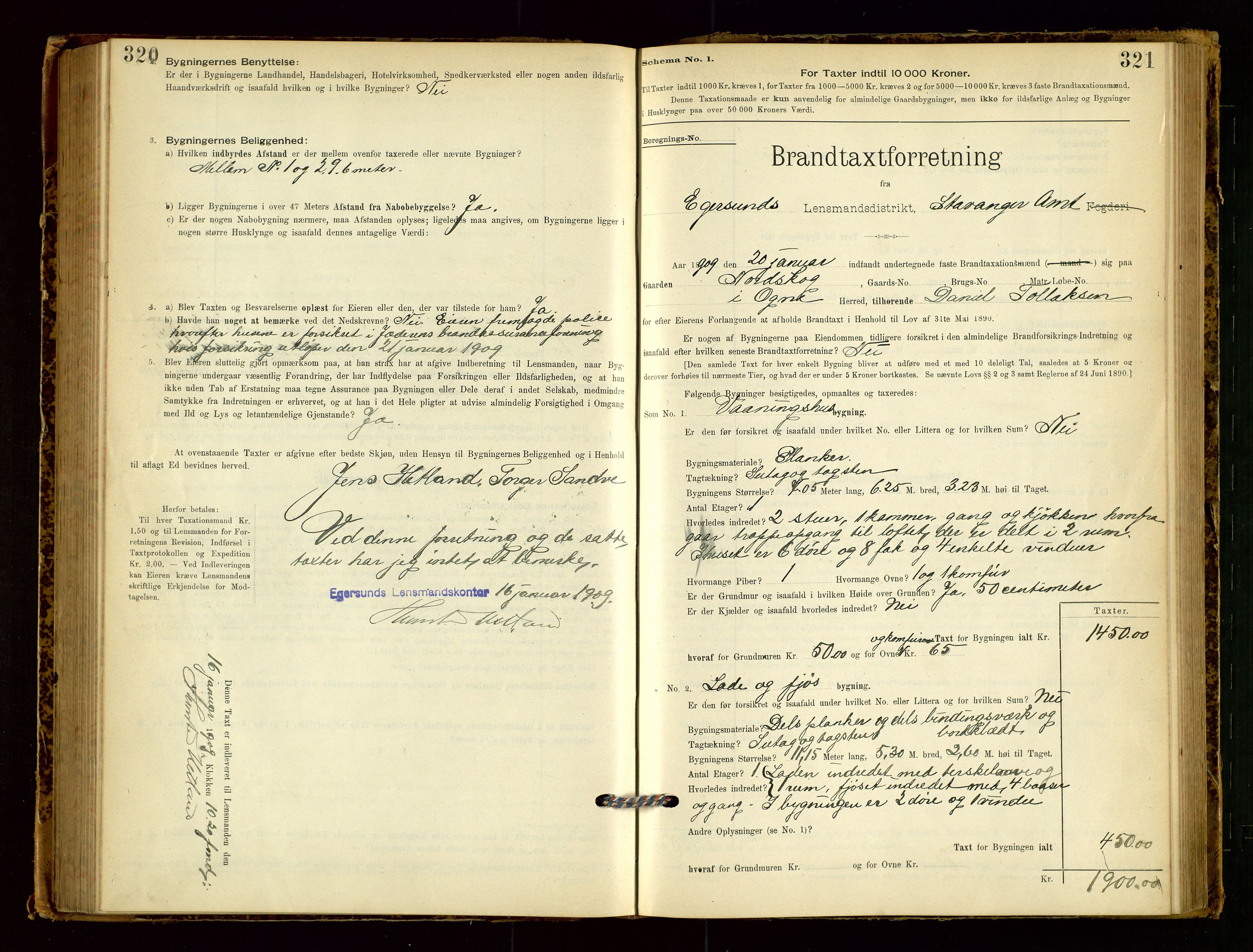 Eigersund lensmannskontor, SAST/A-100171/Gob/L0001: Skjemaprotokoll, 1894-1909, s. 320-321