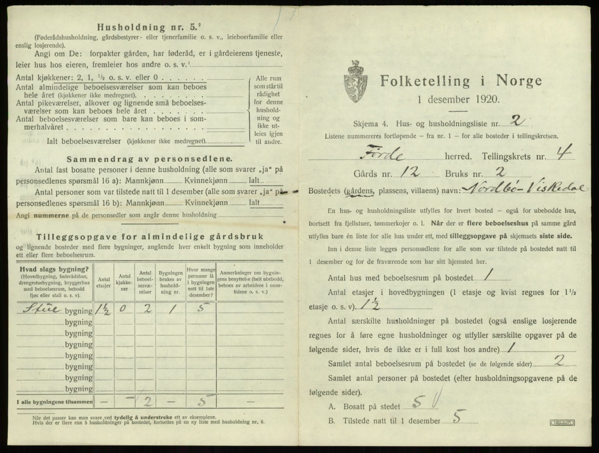 SAB, Folketelling 1920 for 1432 Førde herred, 1920, s. 217