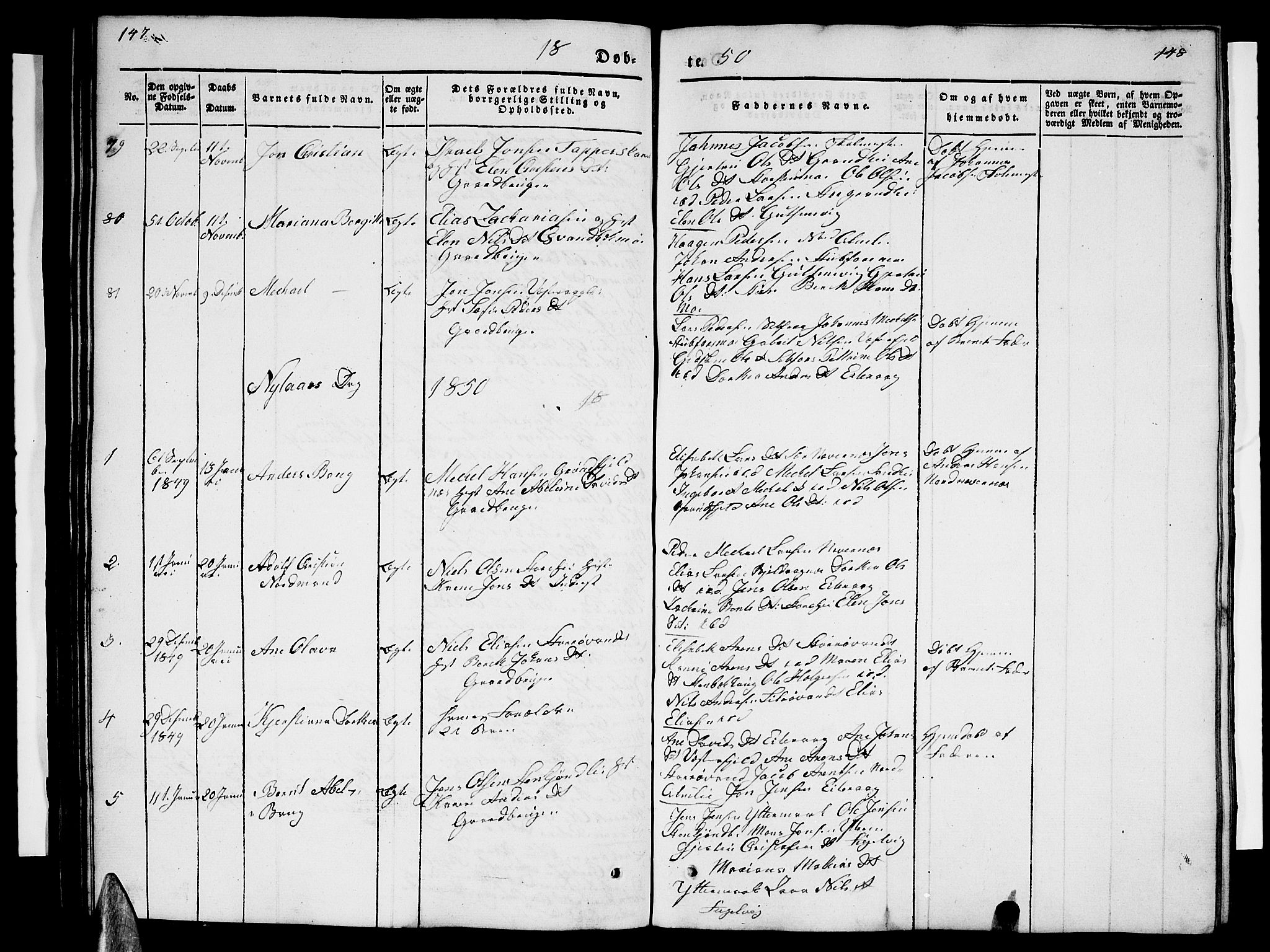 Ministerialprotokoller, klokkerbøker og fødselsregistre - Nordland, SAT/A-1459/827/L0413: Klokkerbok nr. 827C02, 1842-1852, s. 147-148