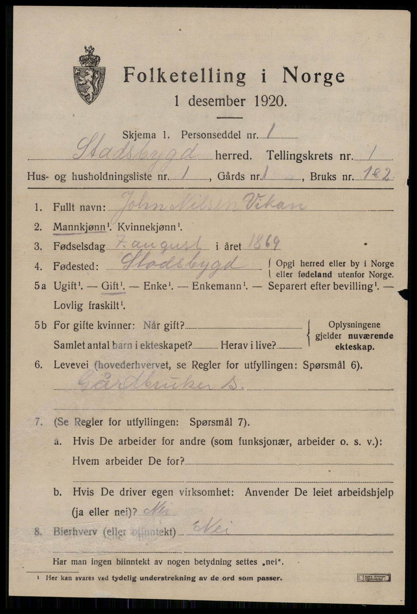 SAT, Folketelling 1920 for 1625 Stadsbygd herred, 1920, s. 666
