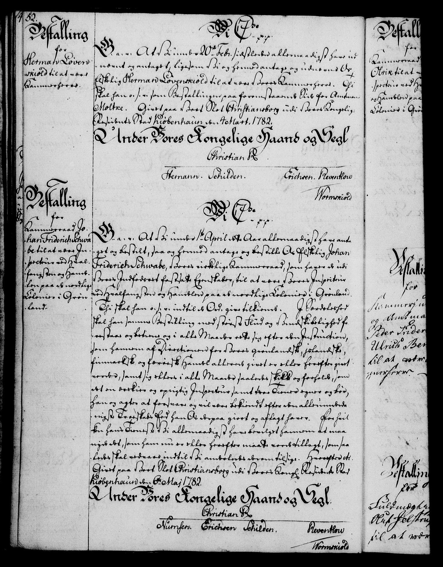 Rentekammeret, Kammerkanselliet, RA/EA-3111/G/Gg/Gge/L0006: Norsk bestallingsprotokoll med register (merket RK 53.30), 1773-1814, s. 52