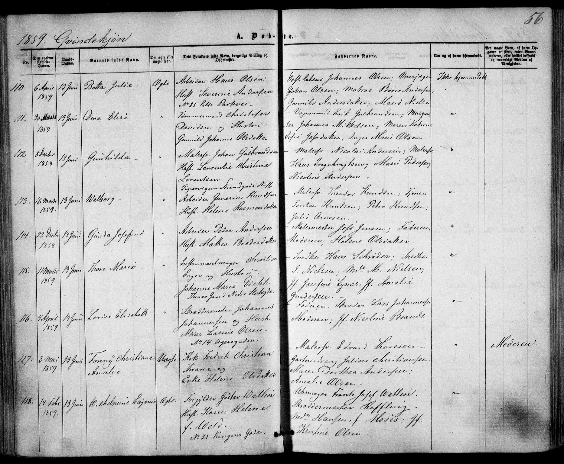 Trefoldighet prestekontor Kirkebøker, AV/SAO-A-10882/F/Fa/L0001: Ministerialbok nr. I 1, 1858-1863, s. 56