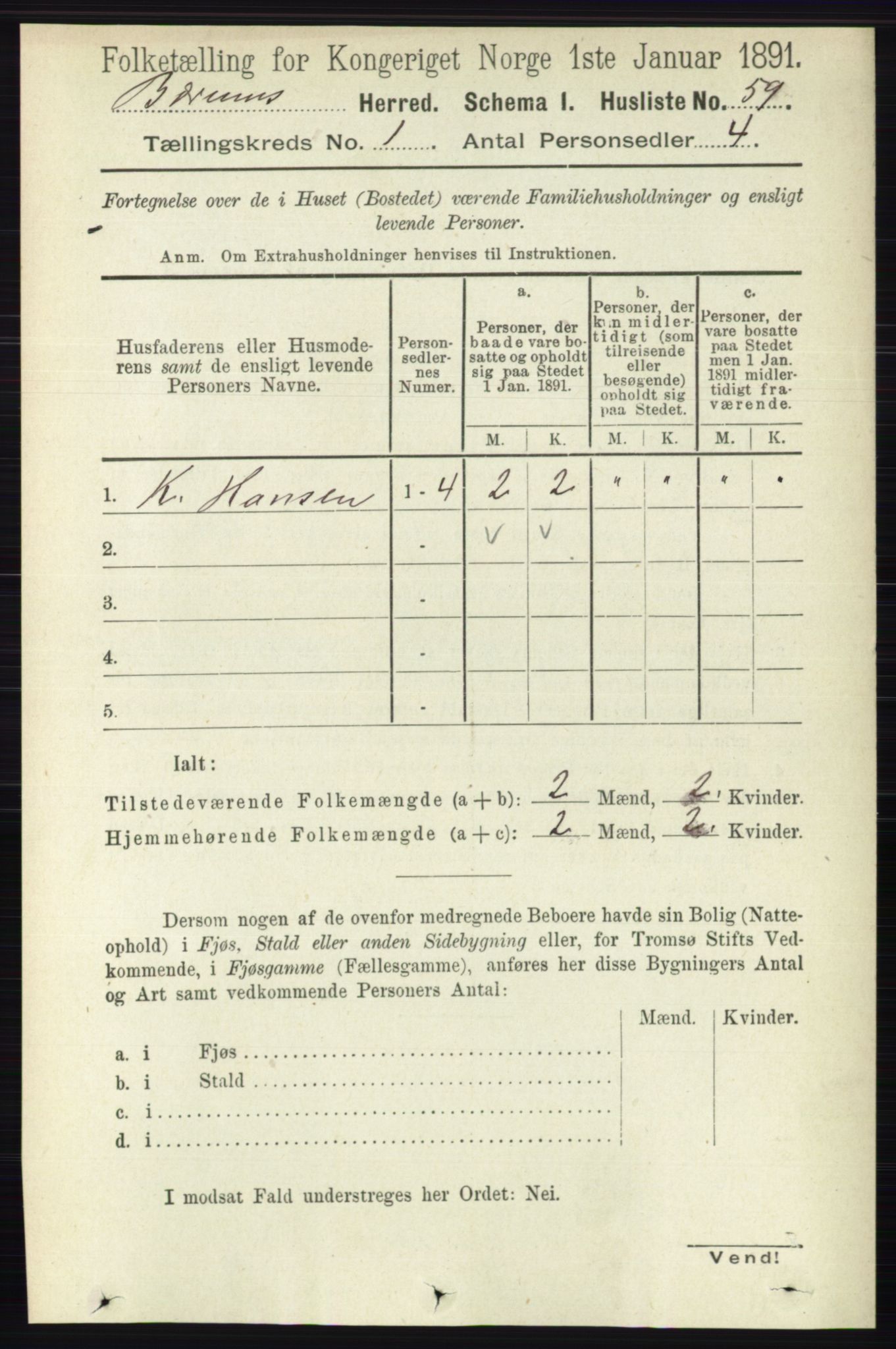 RA, Folketelling 1891 for 0219 Bærum herred, 1891, s. 105