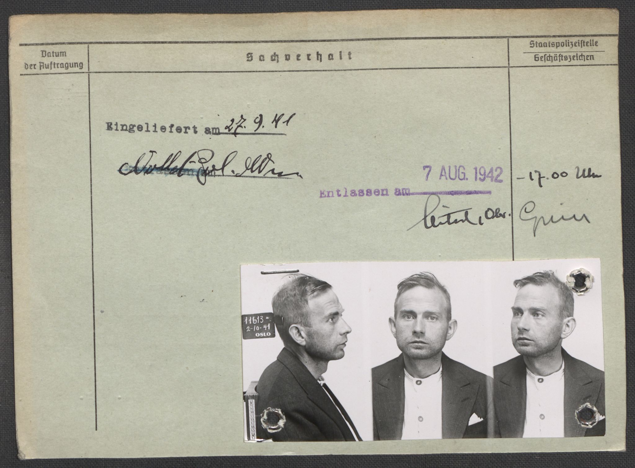 Befehlshaber der Sicherheitspolizei und des SD, AV/RA-RAFA-5969/E/Ea/Eaa/L0007: Register over norske fanger i Møllergata 19: Lundb-N, 1940-1945, s. 97