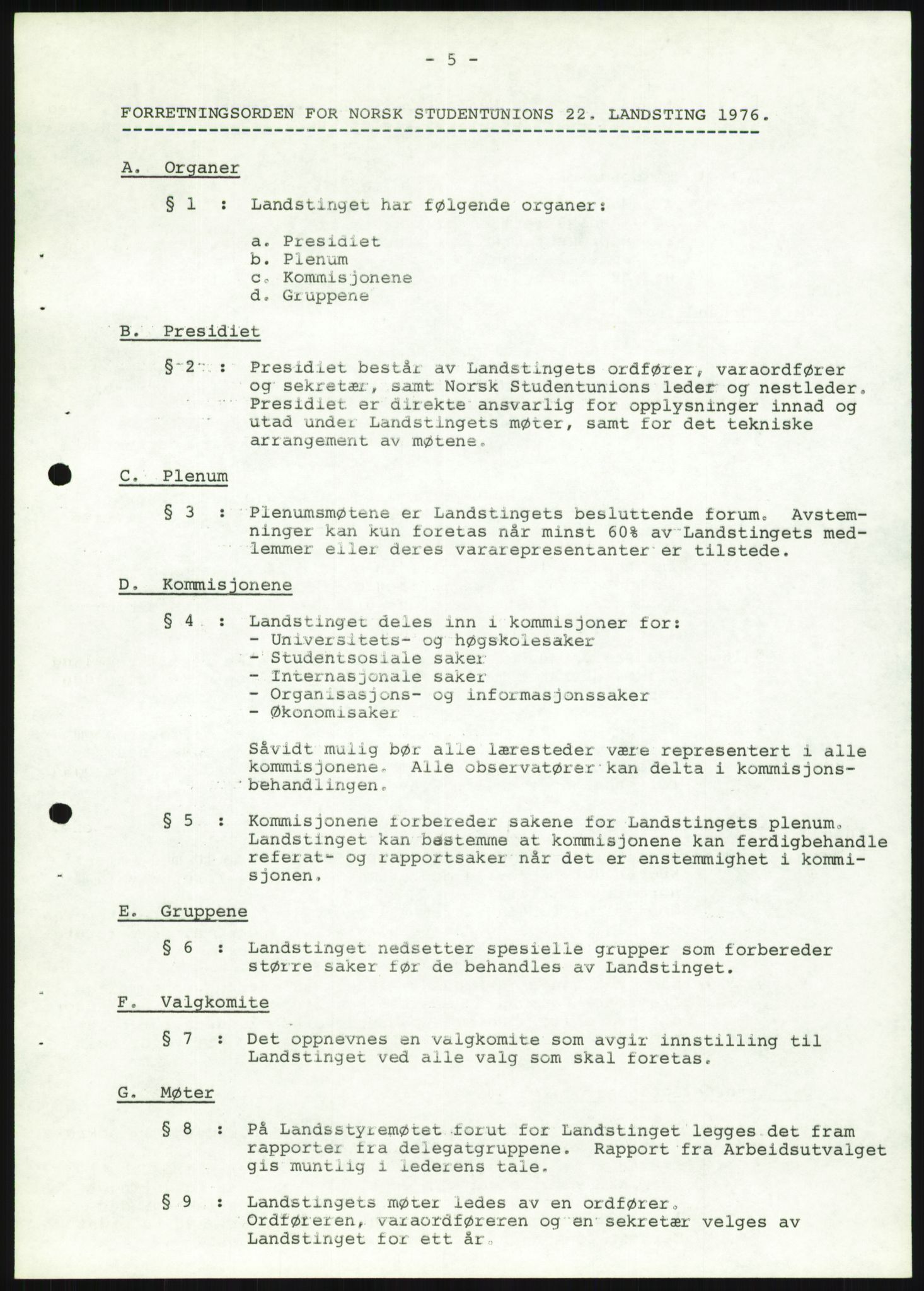 Norsk Studentunion, AV/RA-PA-0794/Fg/L0067: Landstinget, 1968-1979