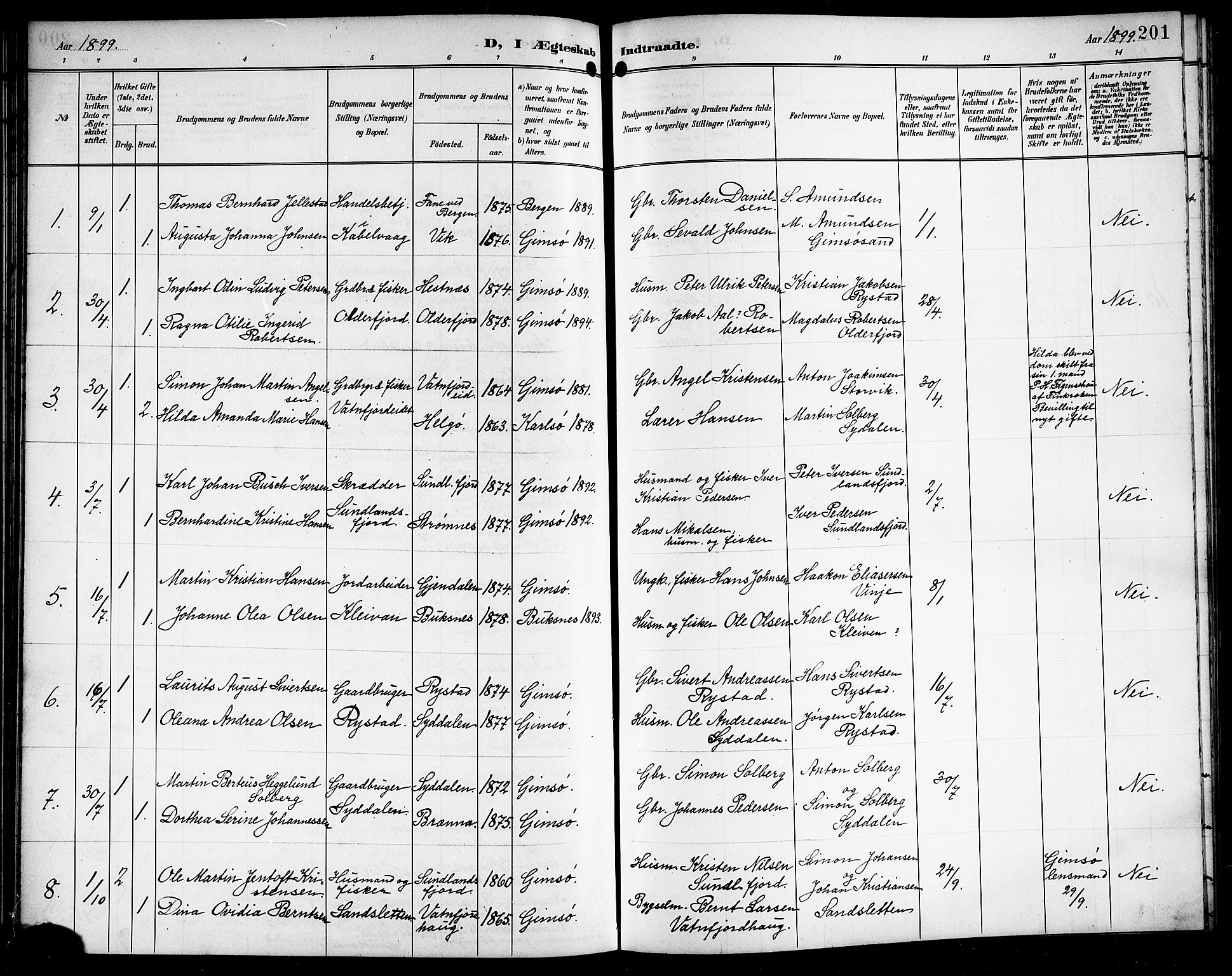 Ministerialprotokoller, klokkerbøker og fødselsregistre - Nordland, AV/SAT-A-1459/876/L1105: Klokkerbok nr. 876C04, 1896-1914, s. 201