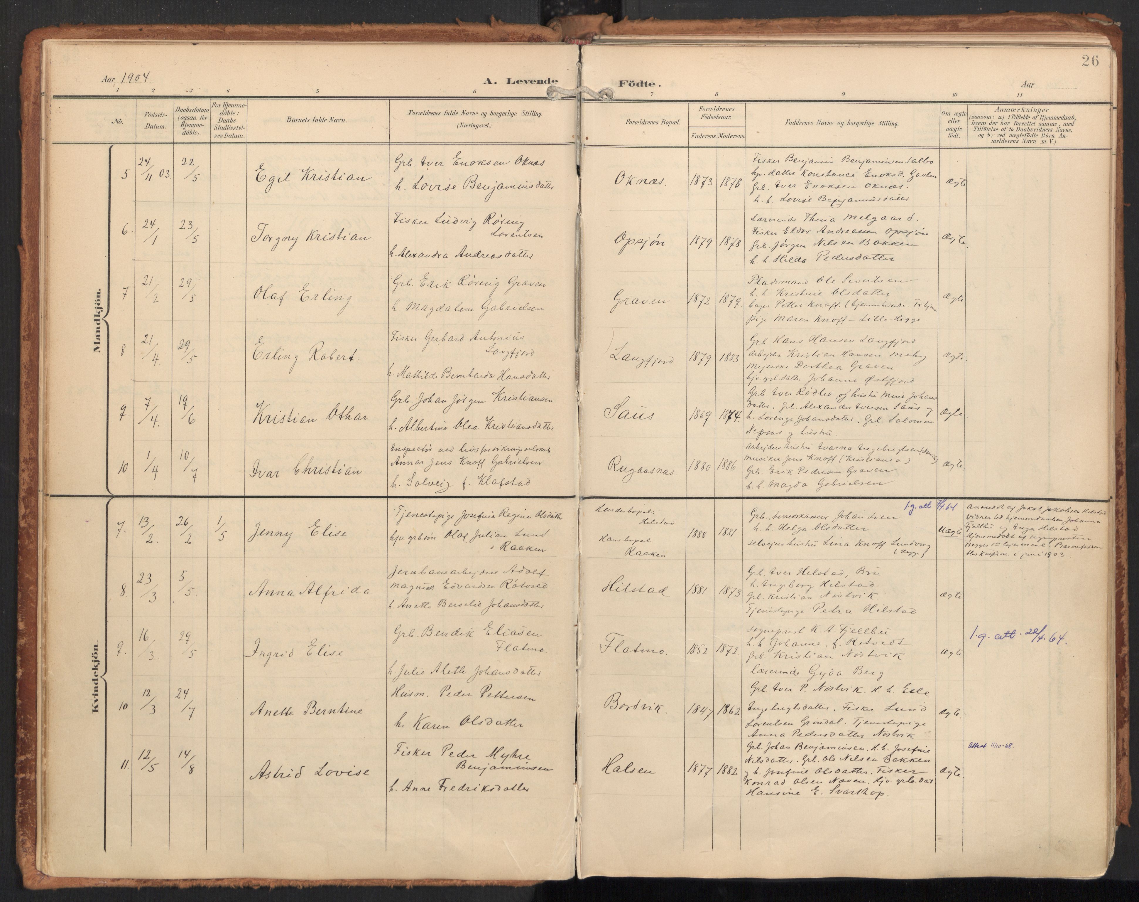 Ministerialprotokoller, klokkerbøker og fødselsregistre - Nordland, AV/SAT-A-1459/814/L0227: Ministerialbok nr. 814A08, 1899-1920, s. 26