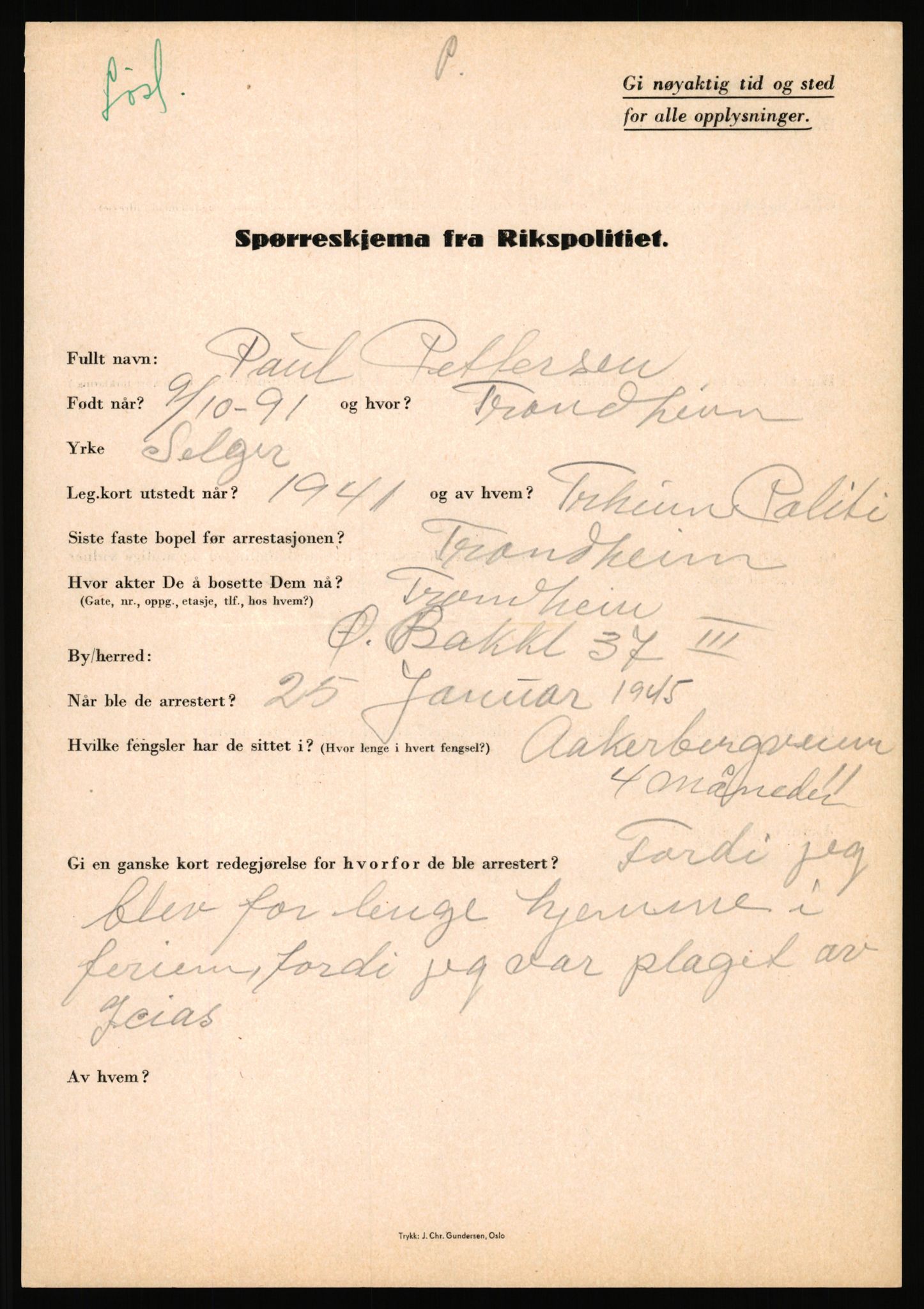 Rikspolitisjefen, AV/RA-S-1560/L/L0014: Pettersen, Aksel - Savosnick, Ernst, 1940-1945, s. 123