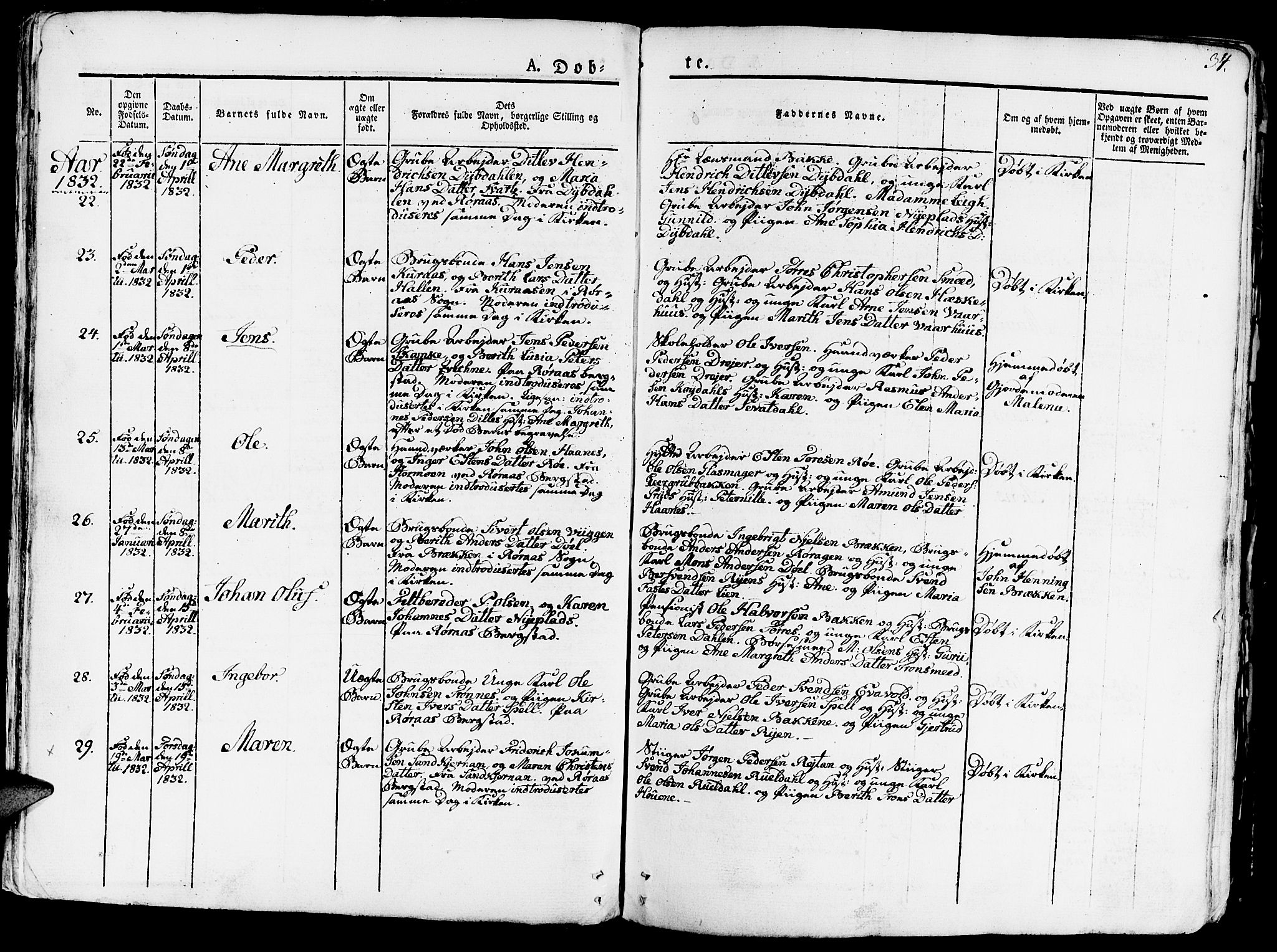 Ministerialprotokoller, klokkerbøker og fødselsregistre - Sør-Trøndelag, AV/SAT-A-1456/681/L0938: Klokkerbok nr. 681C02, 1829-1879, s. 34
