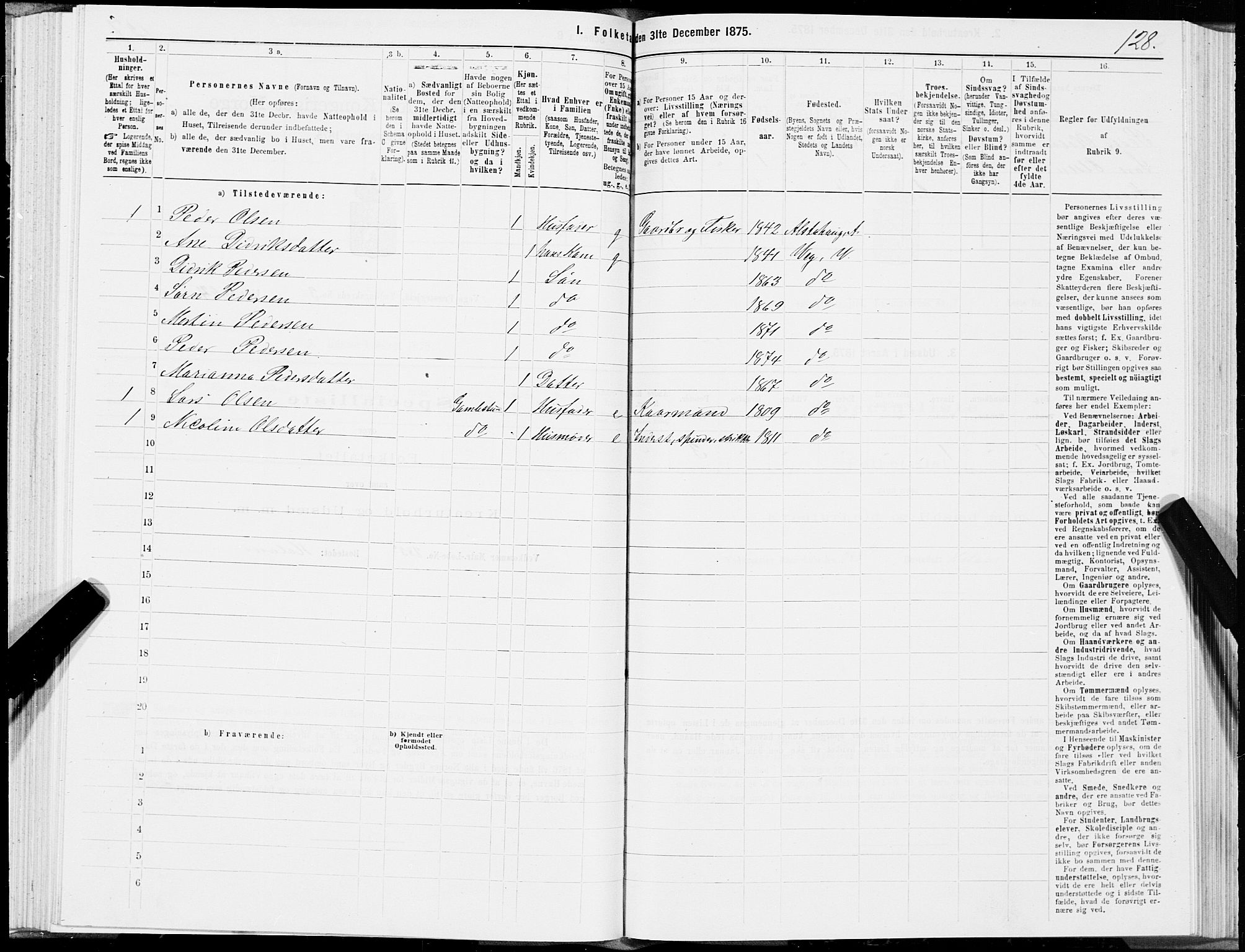 SAT, Folketelling 1875 for 1815P Vega prestegjeld, 1875, s. 2128