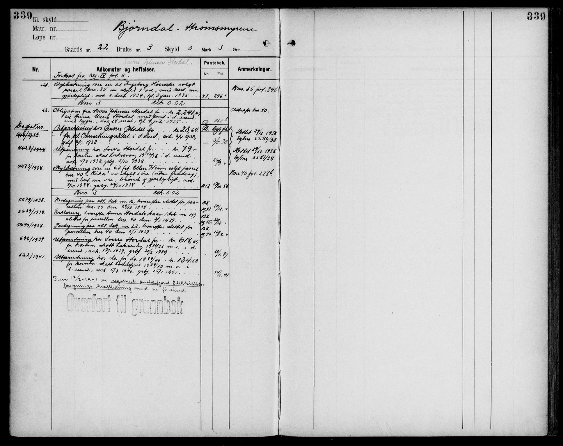 Midhordland sorenskriveri, AV/SAB-A-3001/1/G/Ga/Gab/L0109: Panteregister nr. II.A.b.109, s. 339