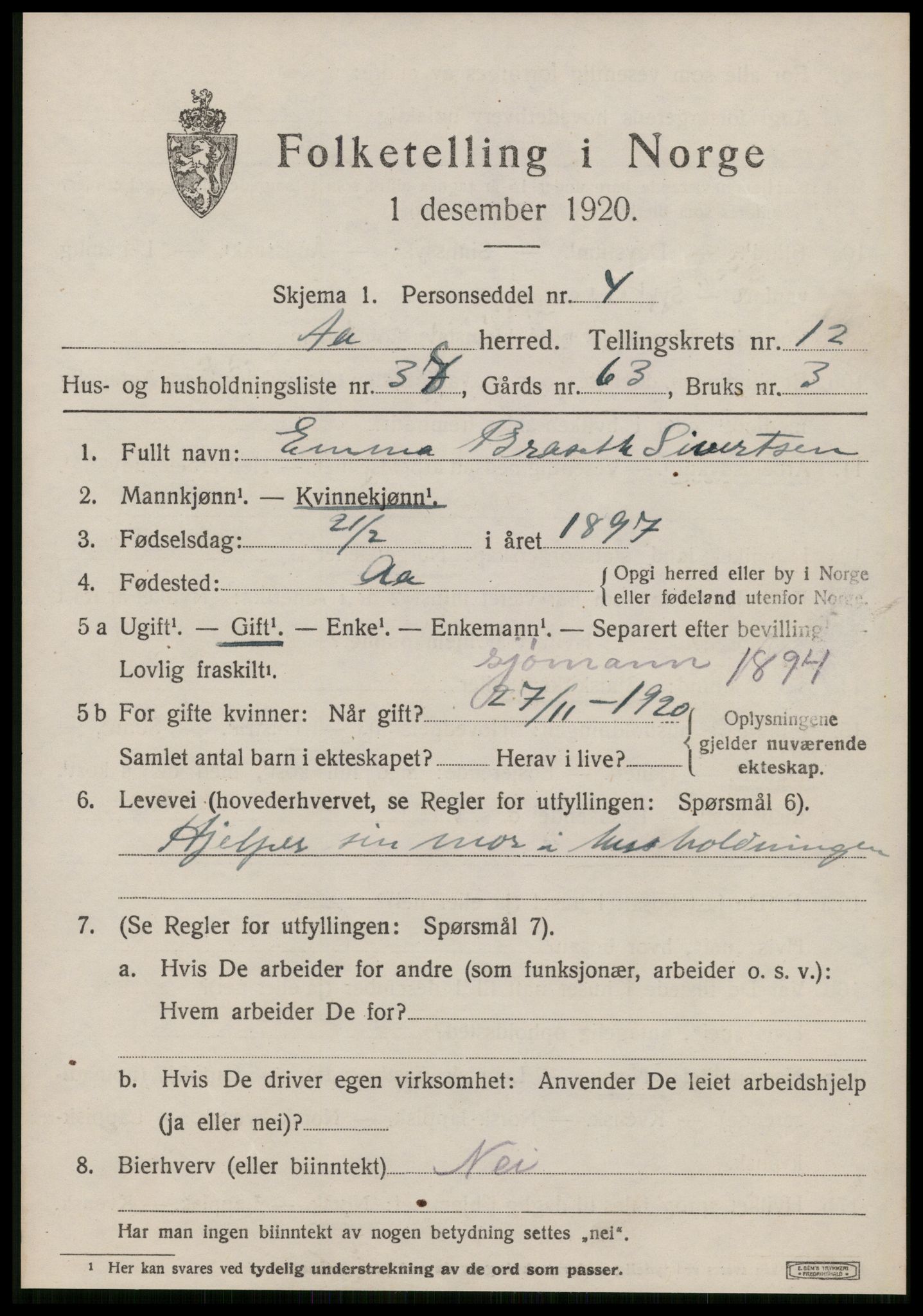 SAT, Folketelling 1920 for 1630 Å herred, 1920, s. 5422