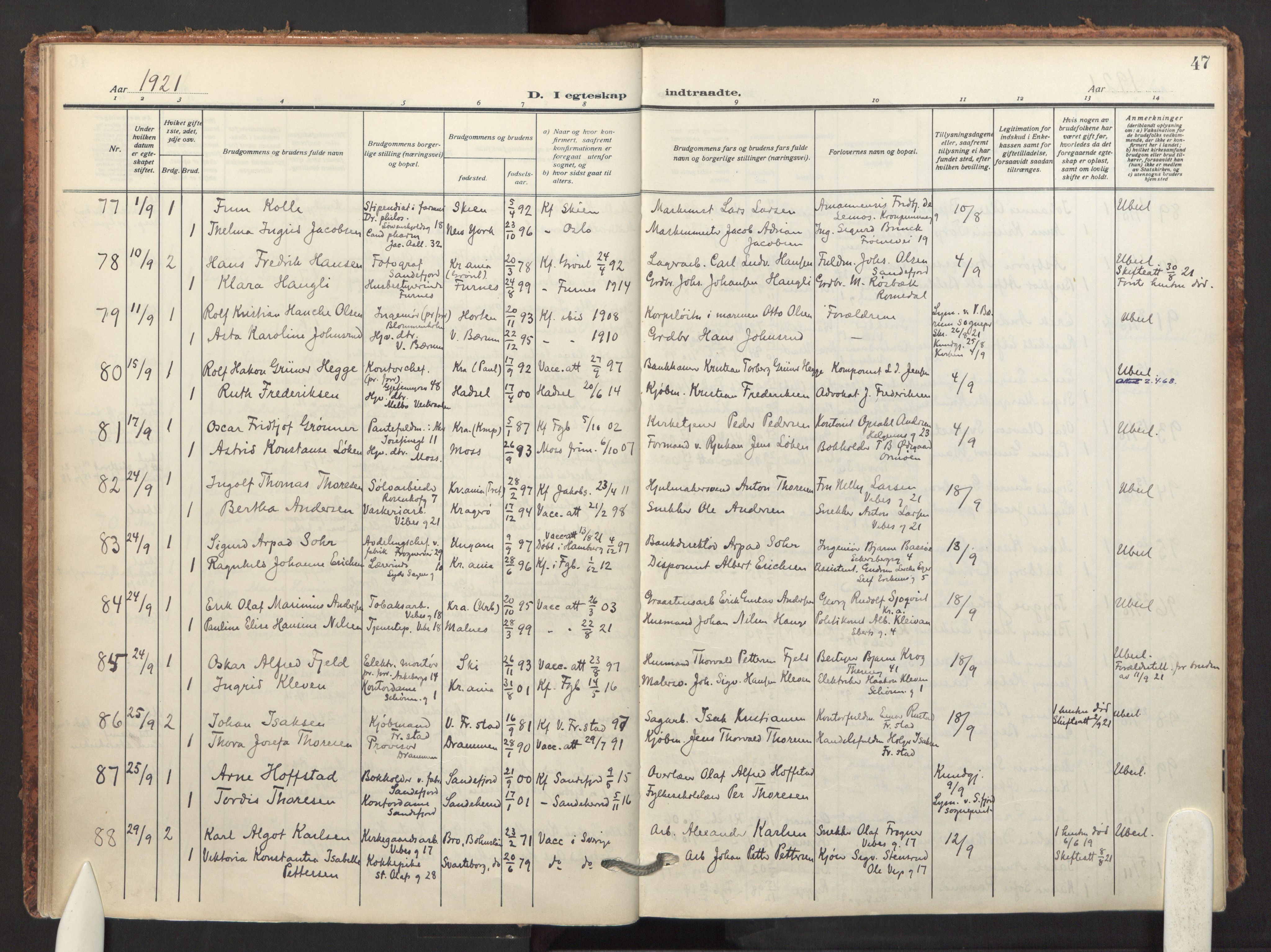 Fagerborg prestekontor Kirkebøker, AV/SAO-A-10844/F/Fa/L0007: Ministerialbok nr. 7, 1917-1934, s. 47