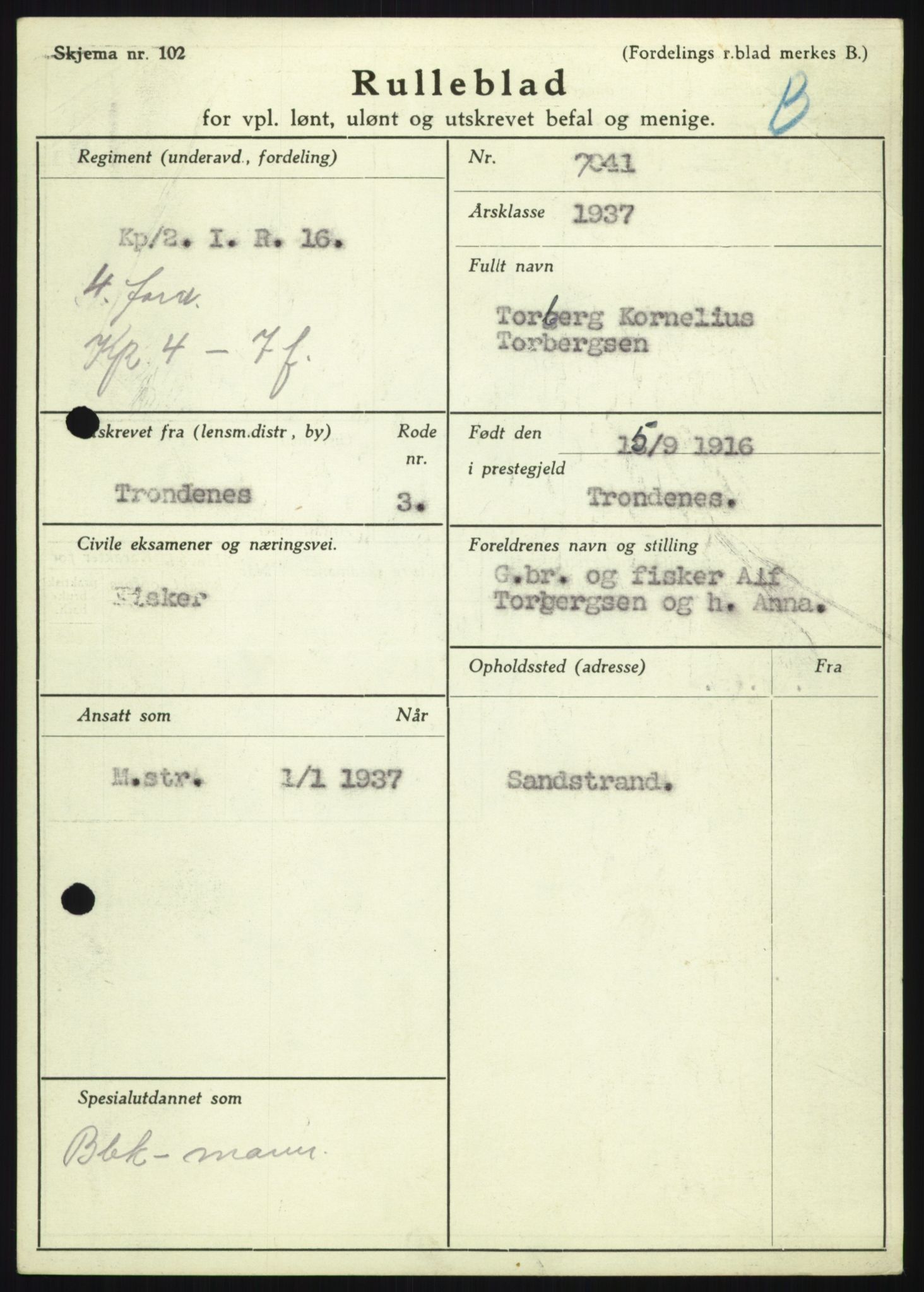 Forsvaret, Troms infanteriregiment nr. 16, AV/RA-RAFA-3146/P/Pa/L0021: Rulleblad for regimentets menige mannskaper, årsklasse 1937, 1937, s. 1183