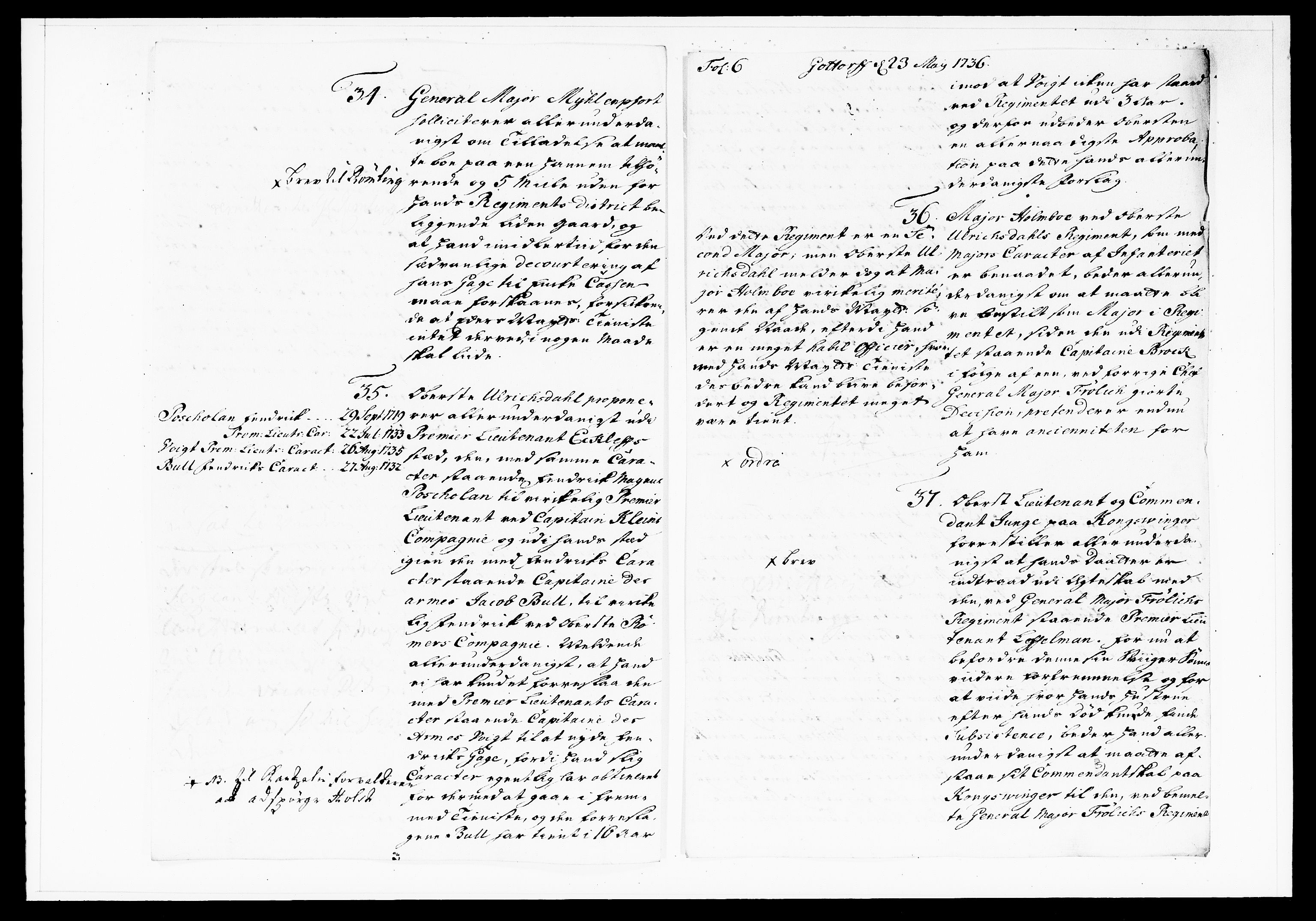 Krigskollegiet, Krigskancelliet, DRA/A-0006/-/1130-1137: Refererede sager, 1736, s. 194