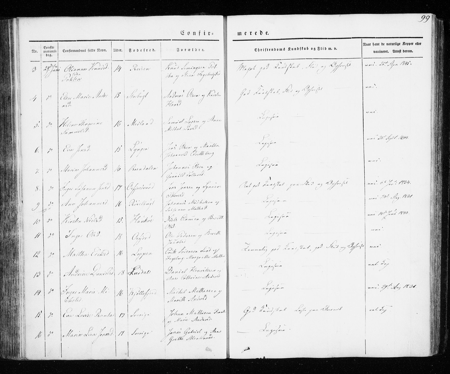 Skjervøy sokneprestkontor, AV/SATØ-S-1300/H/Ha/Haa/L0005kirke: Ministerialbok nr. 5, 1838-1847, s. 99