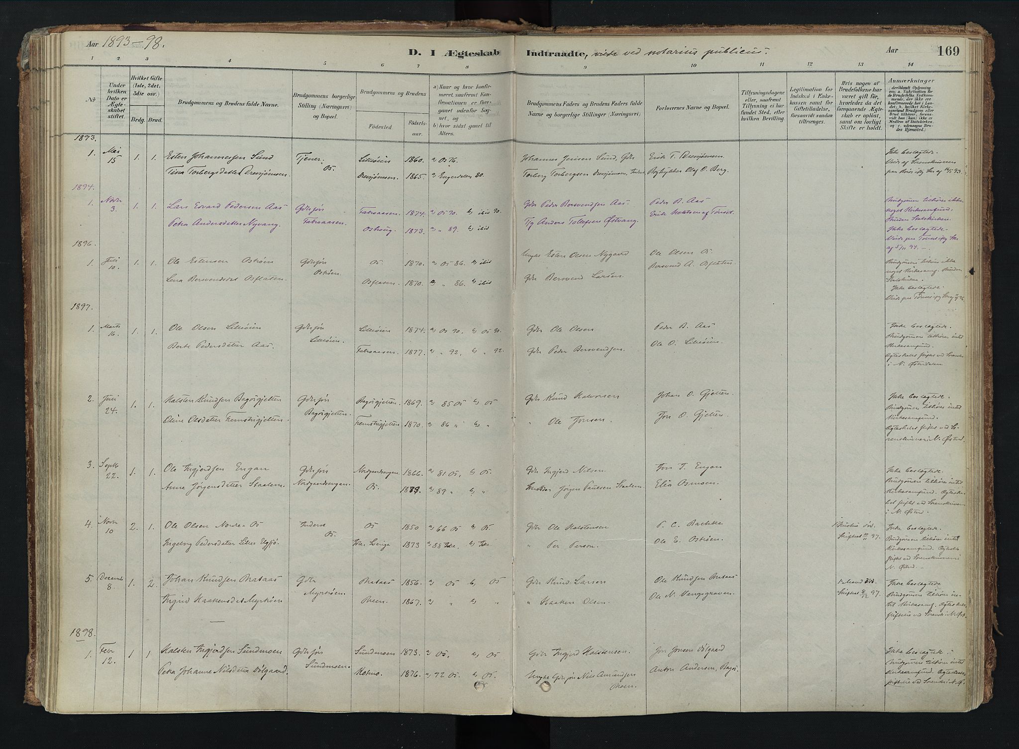 Tolga prestekontor, AV/SAH-PREST-062/K/L0008: Ministerialbok nr. 8, 1877-1910, s. 169