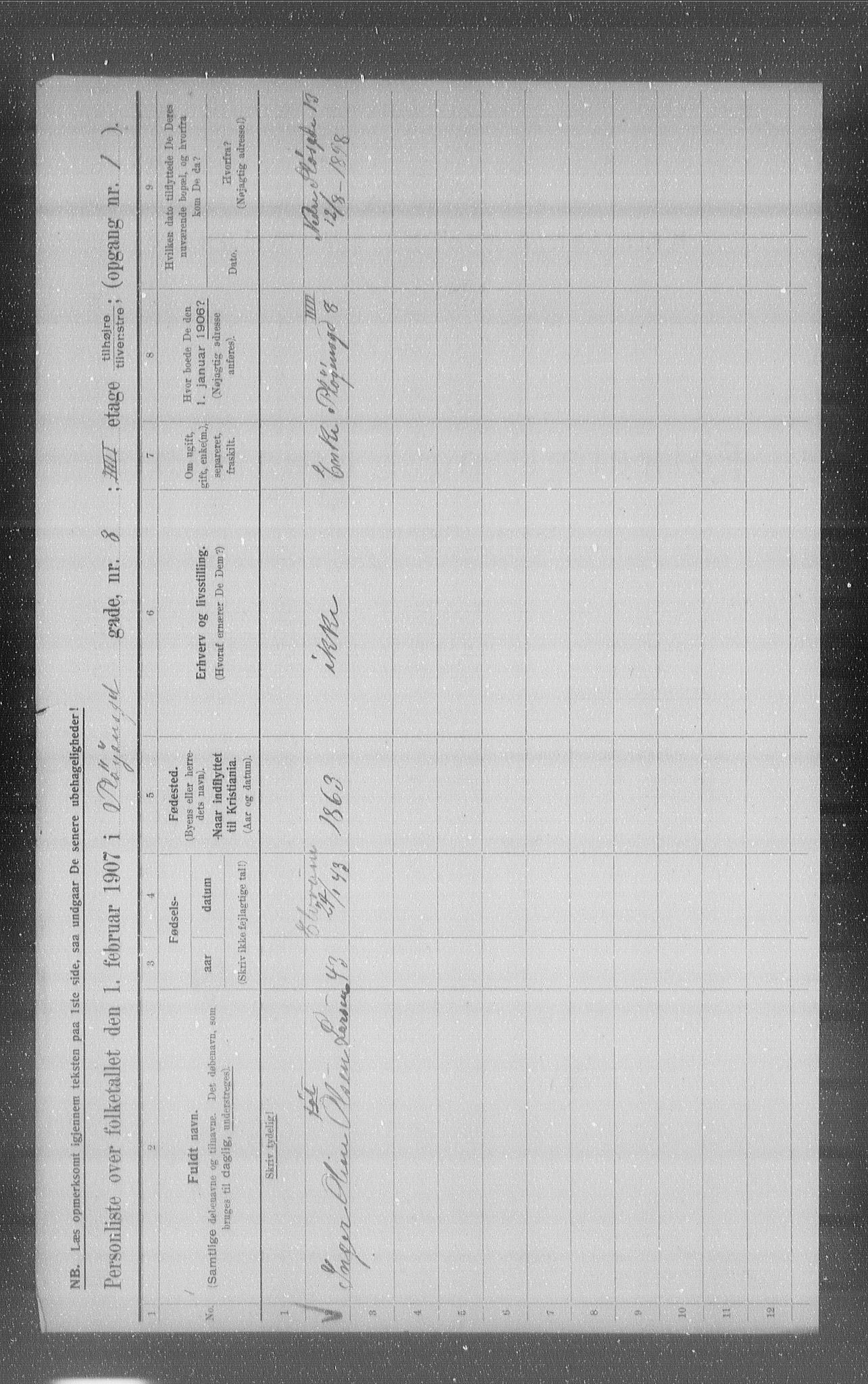 OBA, Kommunal folketelling 1.2.1907 for Kristiania kjøpstad, 1907, s. 41429
