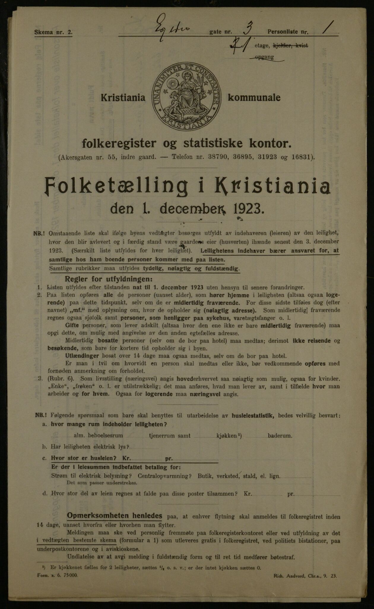 OBA, Kommunal folketelling 1.12.1923 for Kristiania, 1923, s. 20954