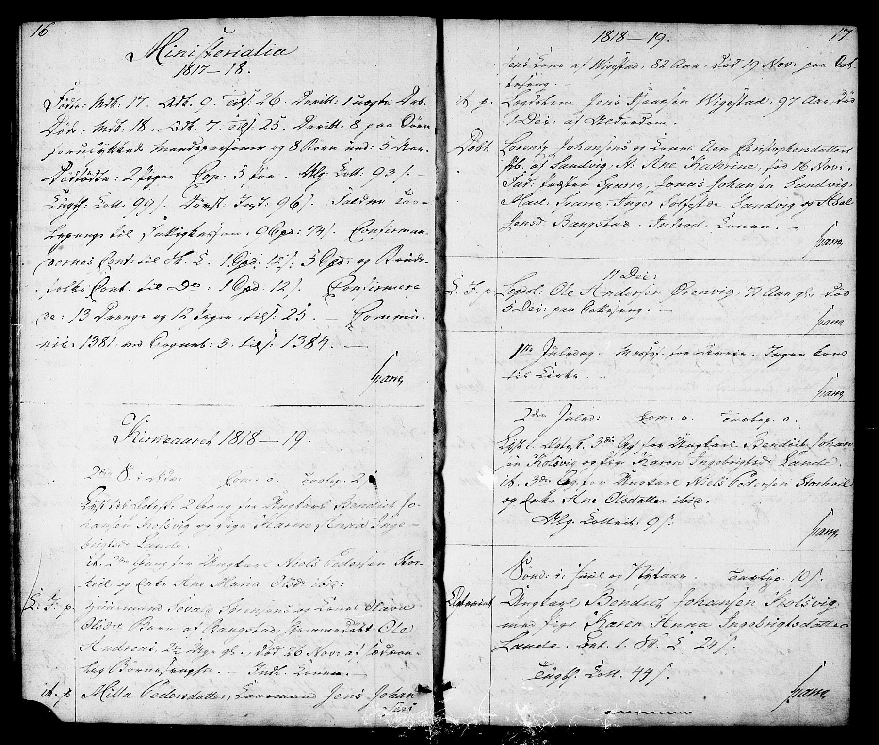 Ministerialprotokoller, klokkerbøker og fødselsregistre - Nordland, AV/SAT-A-1459/810/L0140: Ministerialbok nr. 810A04, 1817-1819, s. 16-17