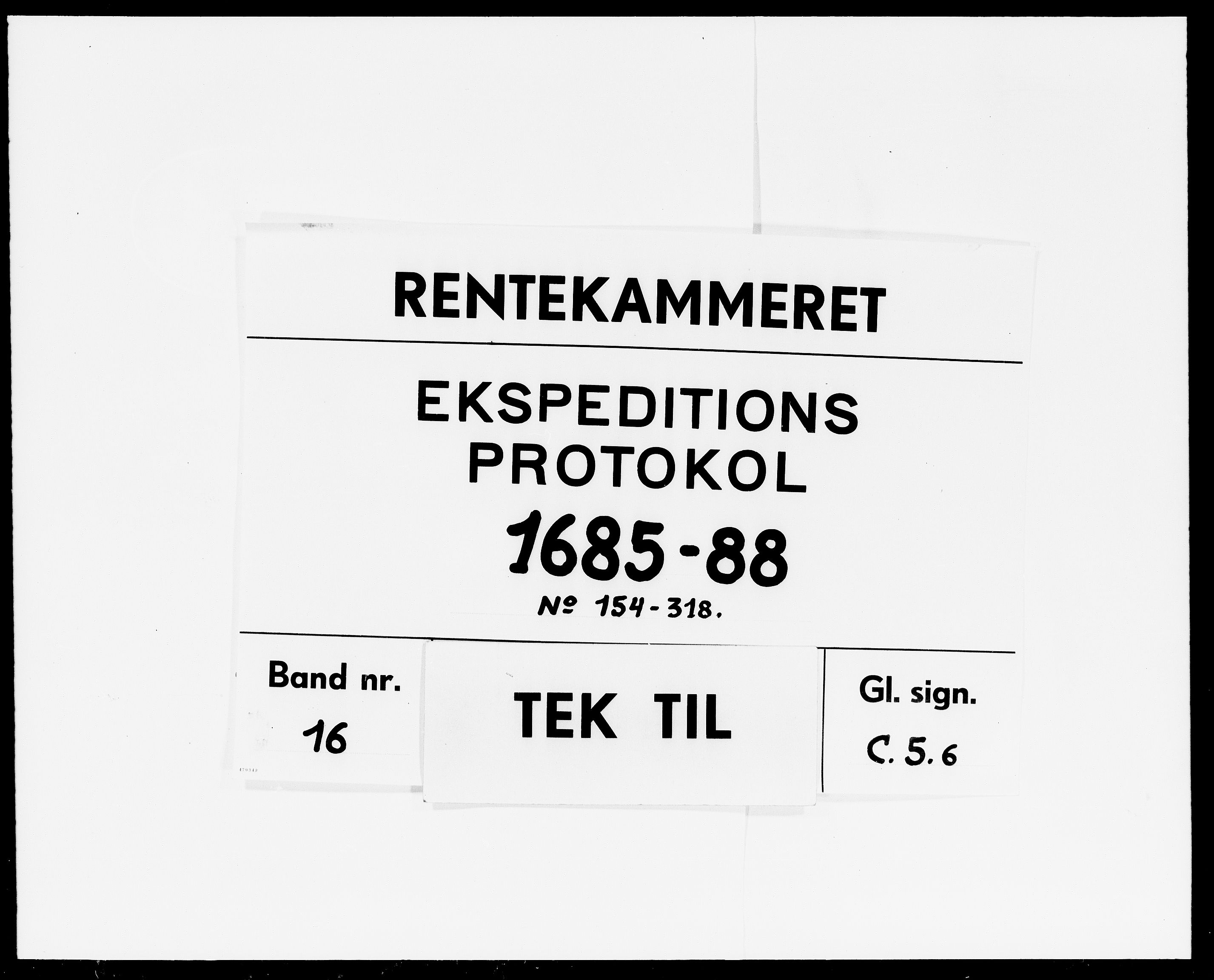 Rentekammeret Skatkammeret, Danske Sekretariat (1660-1679) / Rentekammeret Danske Afdeling, Kammerkancelliet (1679-1771), DRA/A-0007/-/2212-06: Ekspeditionsprotokol, 1685-1688