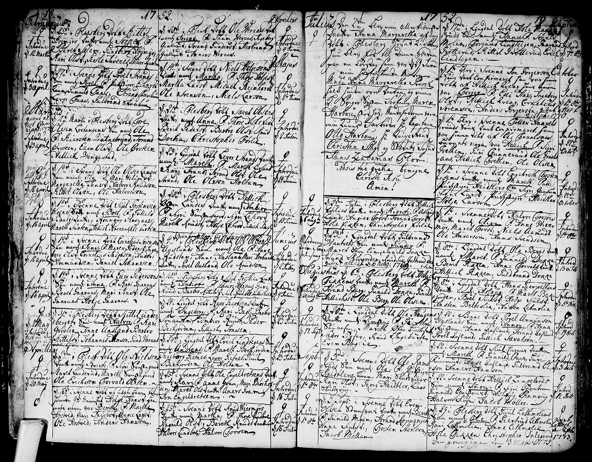Flesberg kirkebøker, AV/SAKO-A-18/F/Fa/L0003: Ministerialbok nr. I 3, 1748-1790, s. 18-19