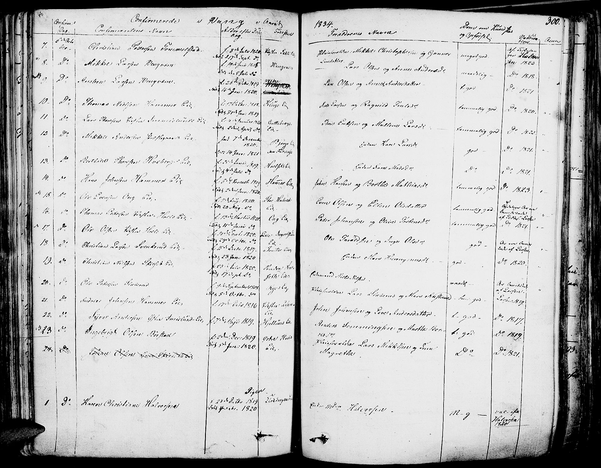 Vang prestekontor, Hedmark, SAH/PREST-008/H/Ha/Haa/L0009: Ministerialbok nr. 9, 1826-1841, s. 300