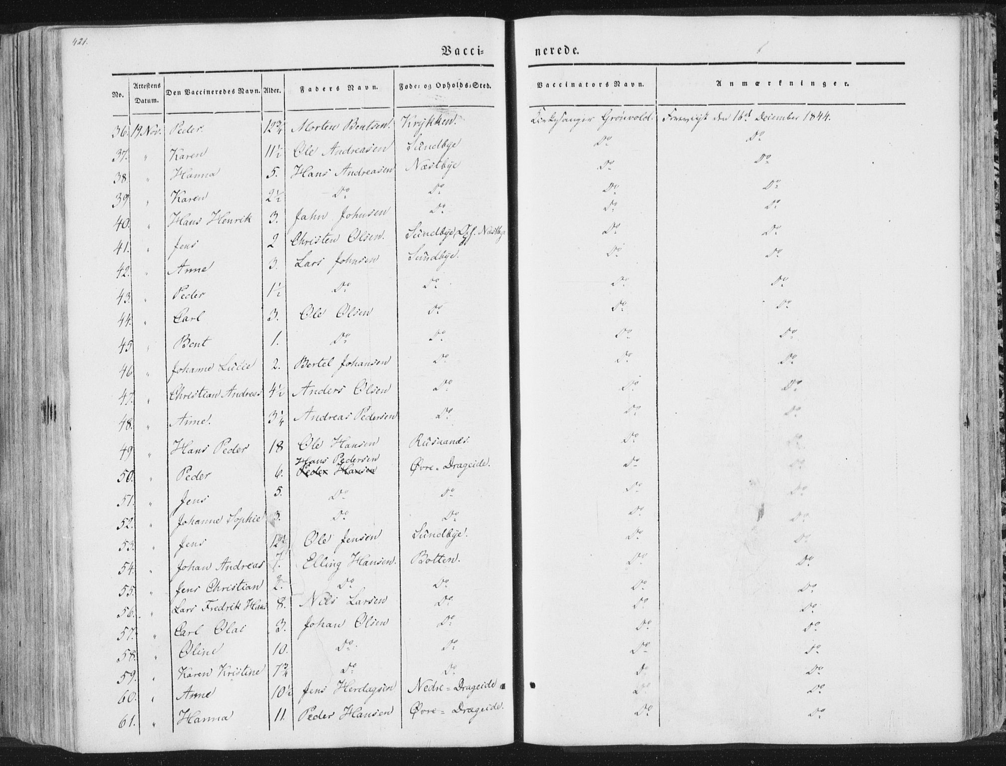 Ministerialprotokoller, klokkerbøker og fødselsregistre - Nordland, AV/SAT-A-1459/847/L0667: Ministerialbok nr. 847A07, 1842-1871, s. 421