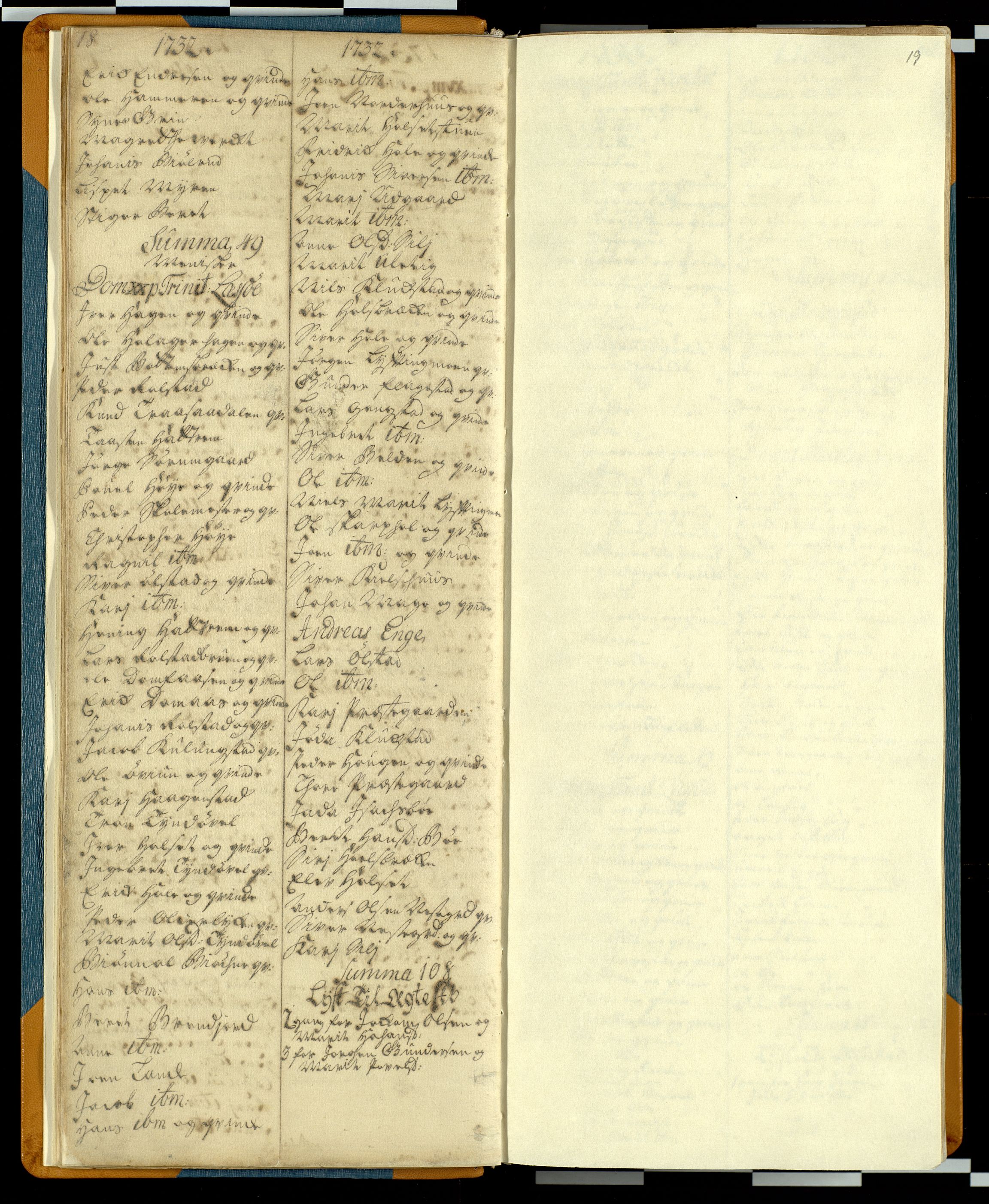 Lesja prestekontor, AV/SAH-PREST-068/H/Hb/L0001: Kommunikantprotokoll nr. 1, 1732-1748, s. 18-19