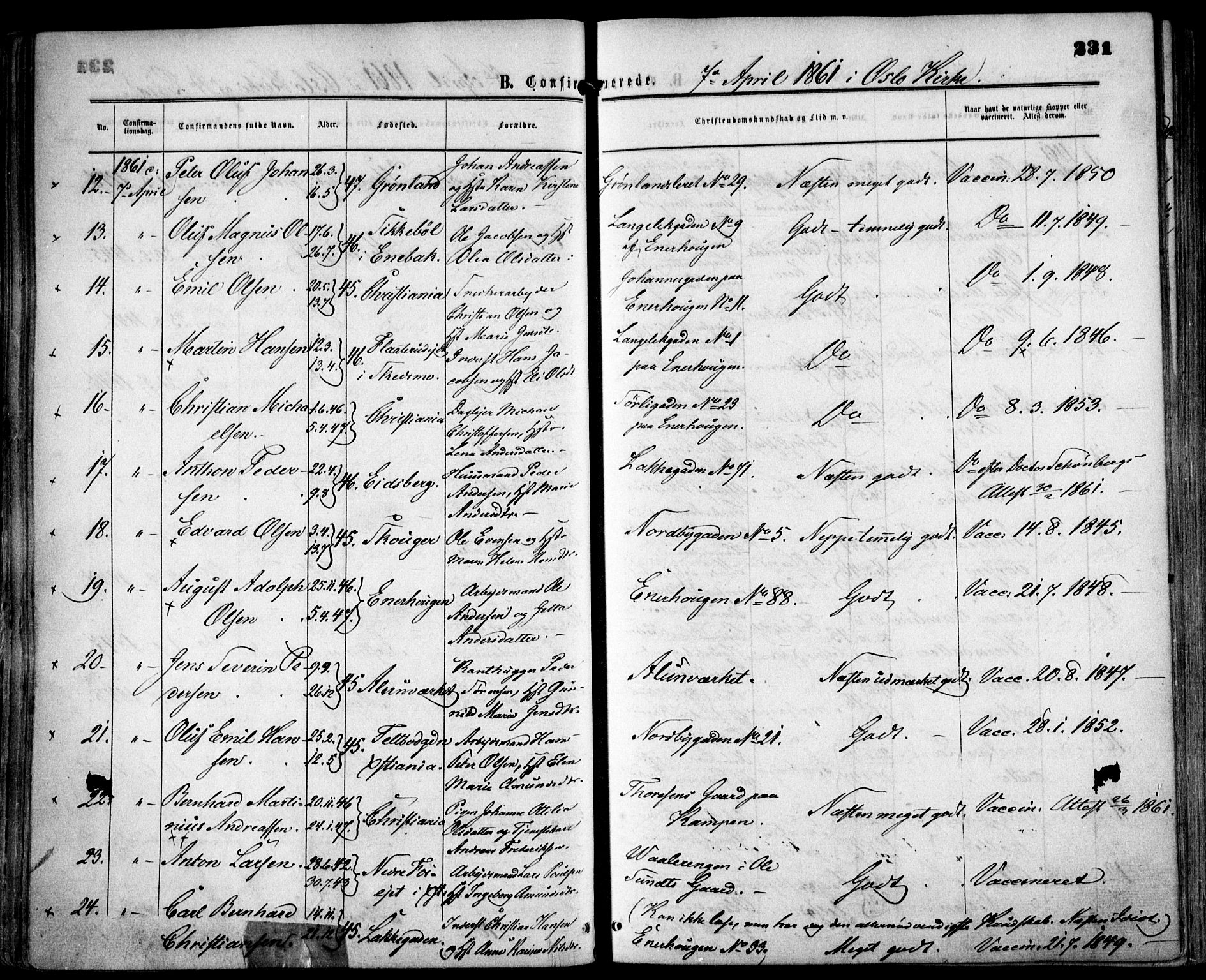 Grønland prestekontor Kirkebøker, AV/SAO-A-10848/F/Fa/L0001: Ministerialbok nr. 1, 1859-1861, s. 231