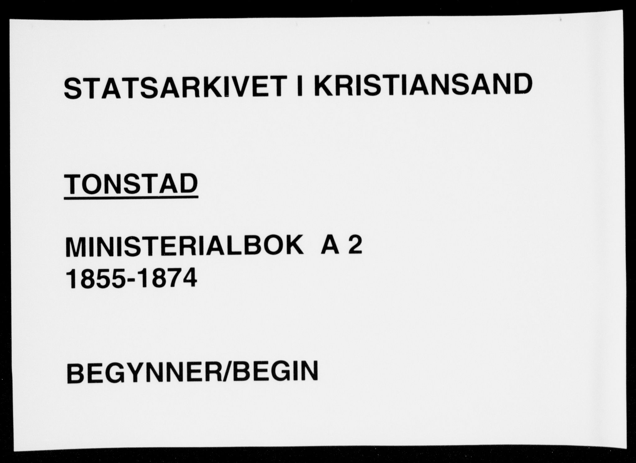 Sirdal sokneprestkontor, AV/SAK-1111-0036/F/Fa/Fab/L0002: Ministerialbok nr. A 2, 1855-1874