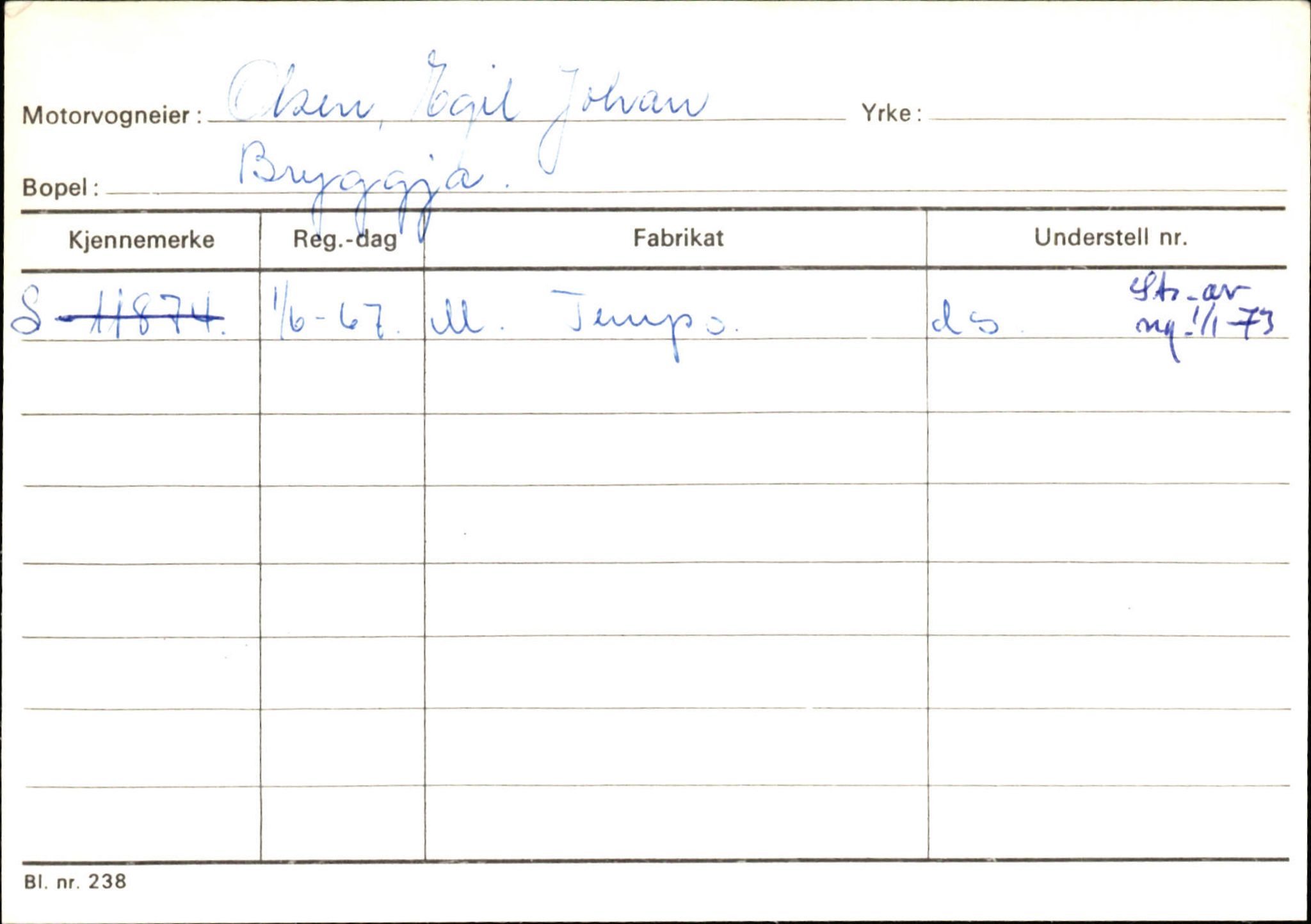 Statens vegvesen, Sogn og Fjordane vegkontor, AV/SAB-A-5301/4/F/L0144: Registerkort Vågsøy A-R, 1945-1975, s. 2168