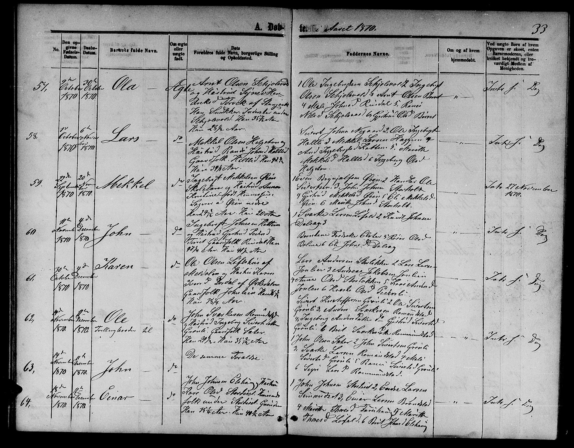 Ministerialprotokoller, klokkerbøker og fødselsregistre - Møre og Romsdal, AV/SAT-A-1454/598/L1076: Klokkerbok nr. 598C01, 1867-1878, s. 33