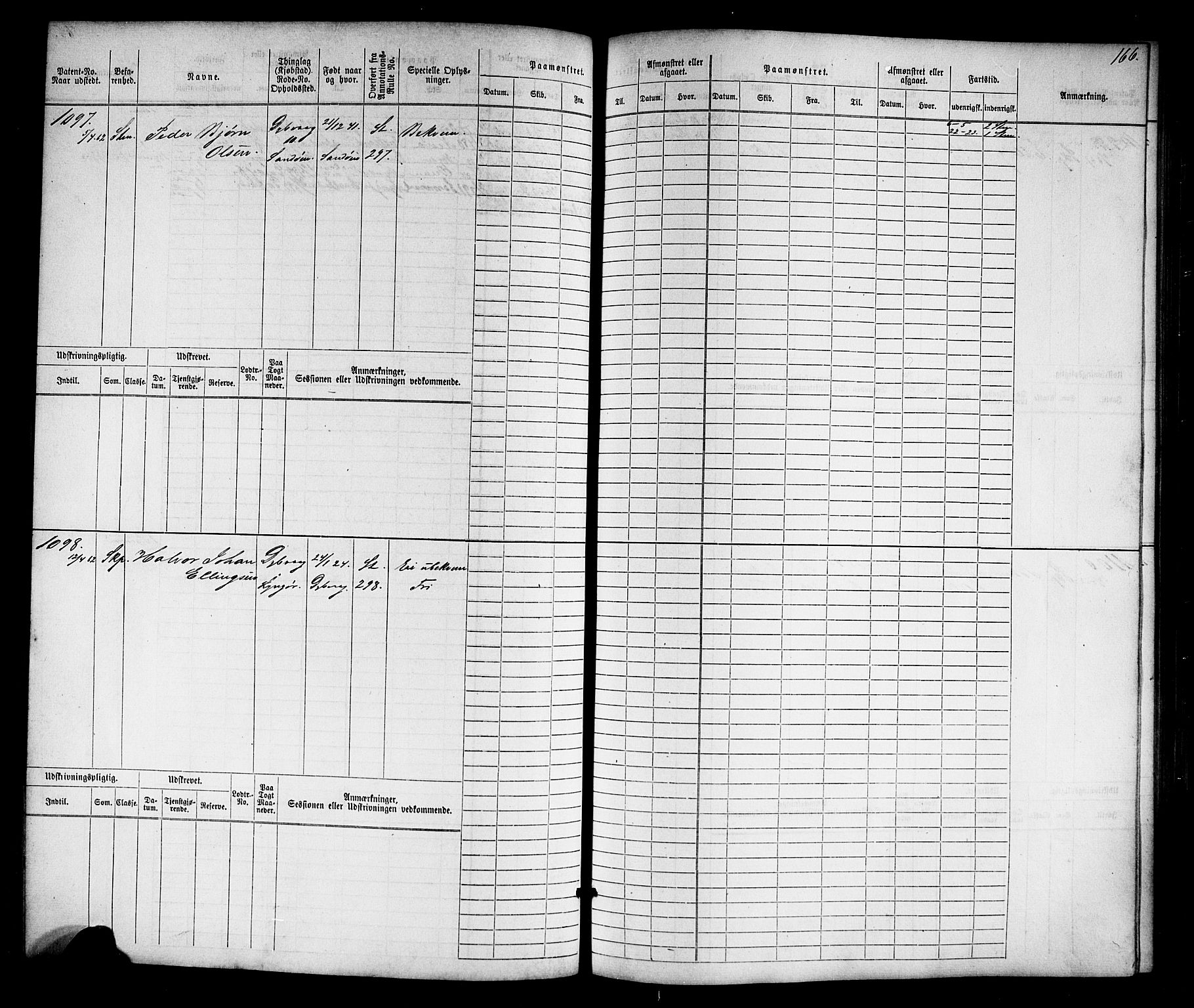 Tvedestrand mønstringskrets, AV/SAK-2031-0011/F/Fb/L0016: Hovedrulle nr 767-1532, U-32, 1869-1910, s. 168