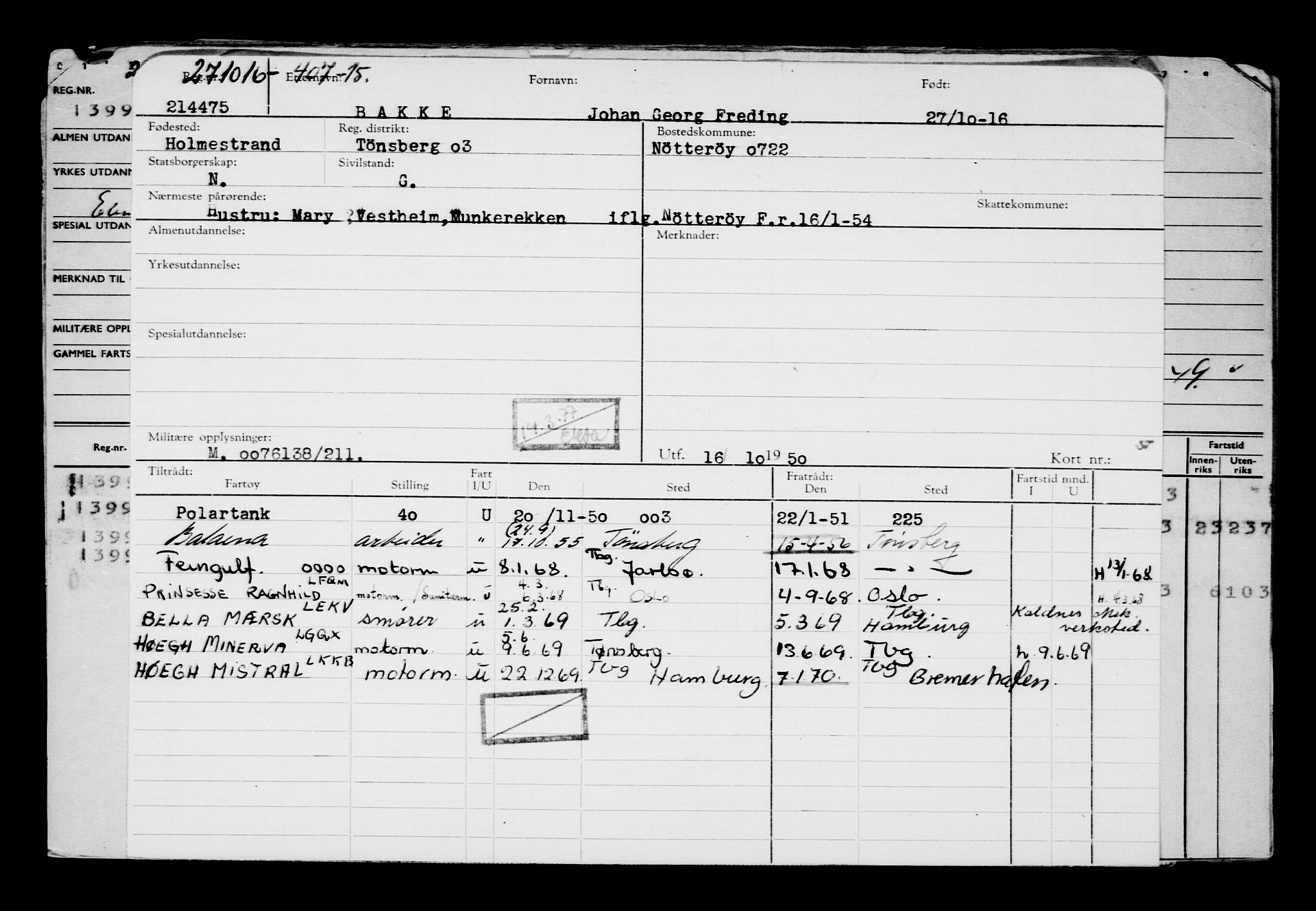 Direktoratet for sjømenn, AV/RA-S-3545/G/Gb/L0143: Hovedkort, 1916, s. 447