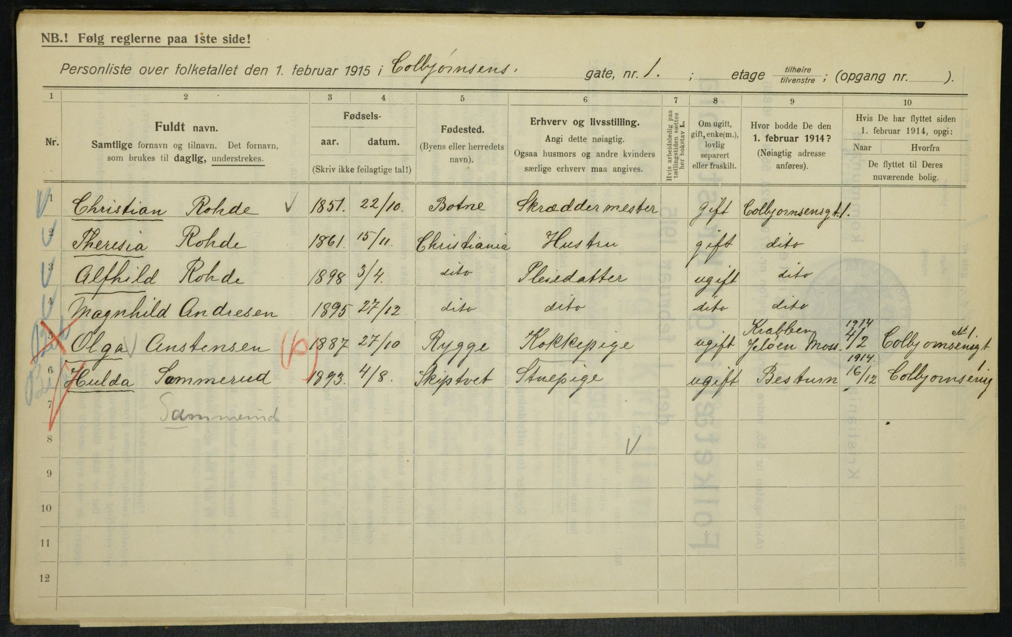 OBA, Kommunal folketelling 1.2.1915 for Kristiania, 1915, s. 12900