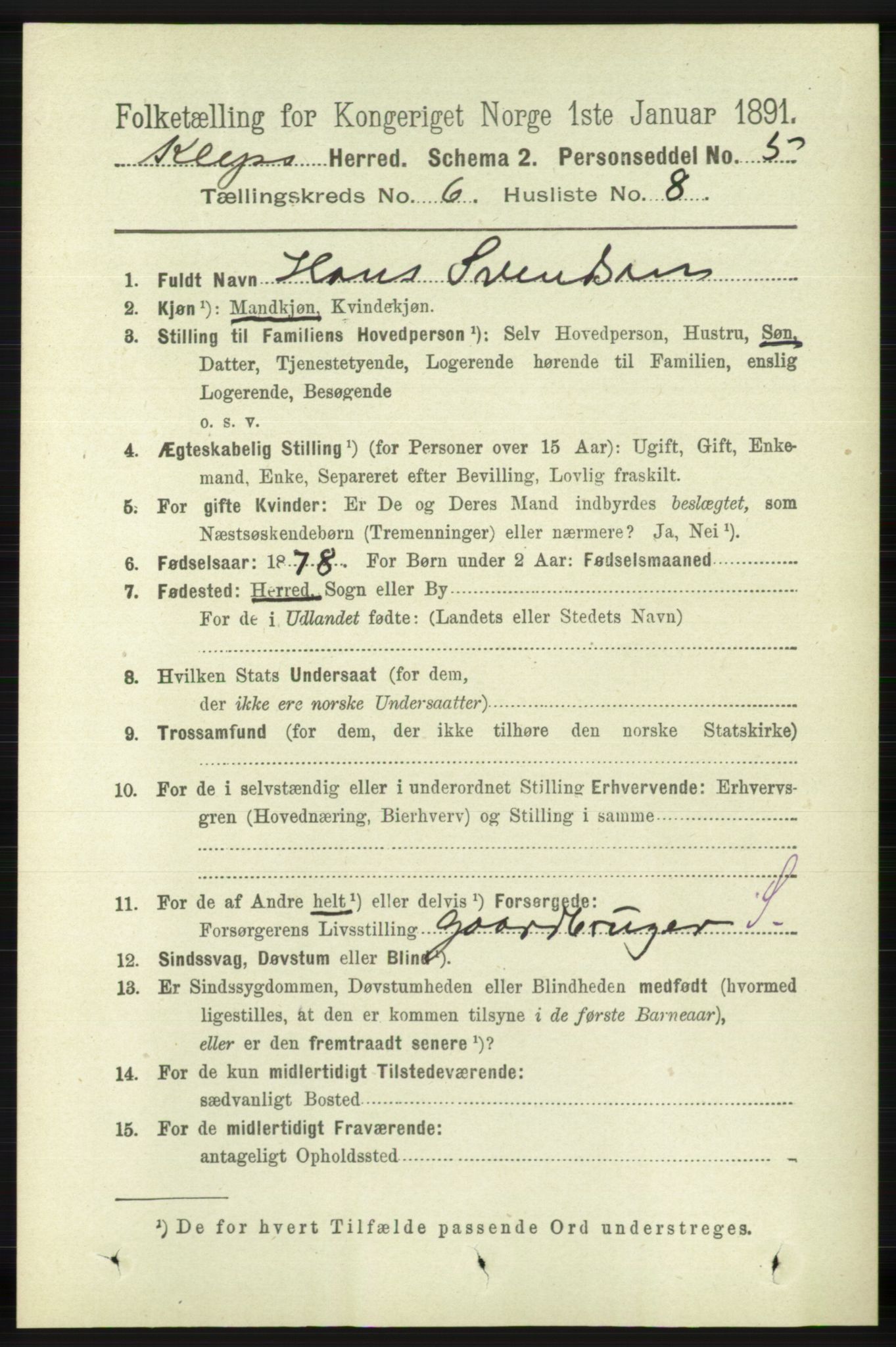 RA, Folketelling 1891 for 1120 Klepp herred, 1891, s. 1766