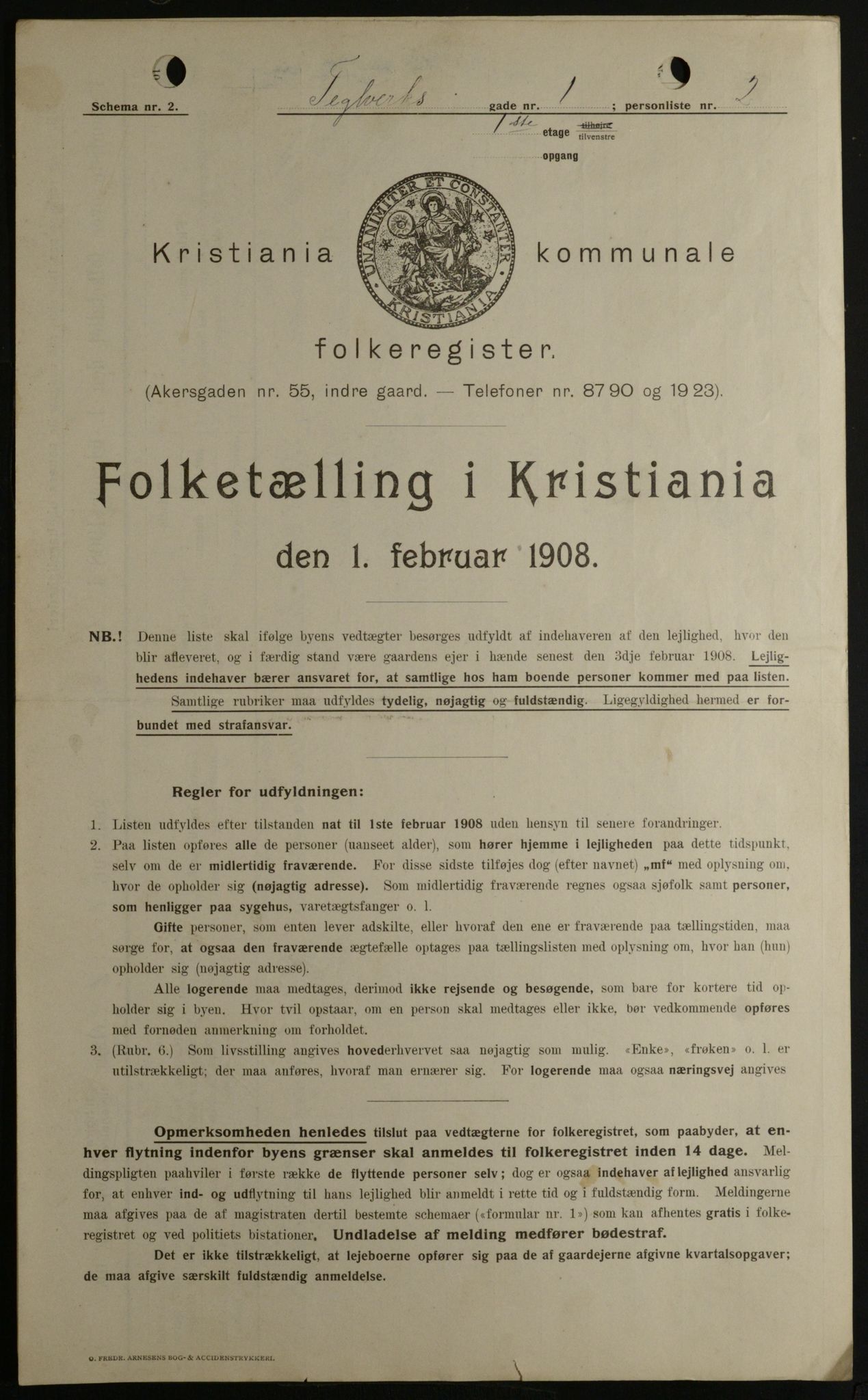 OBA, Kommunal folketelling 1.2.1908 for Kristiania kjøpstad, 1908, s. 96479