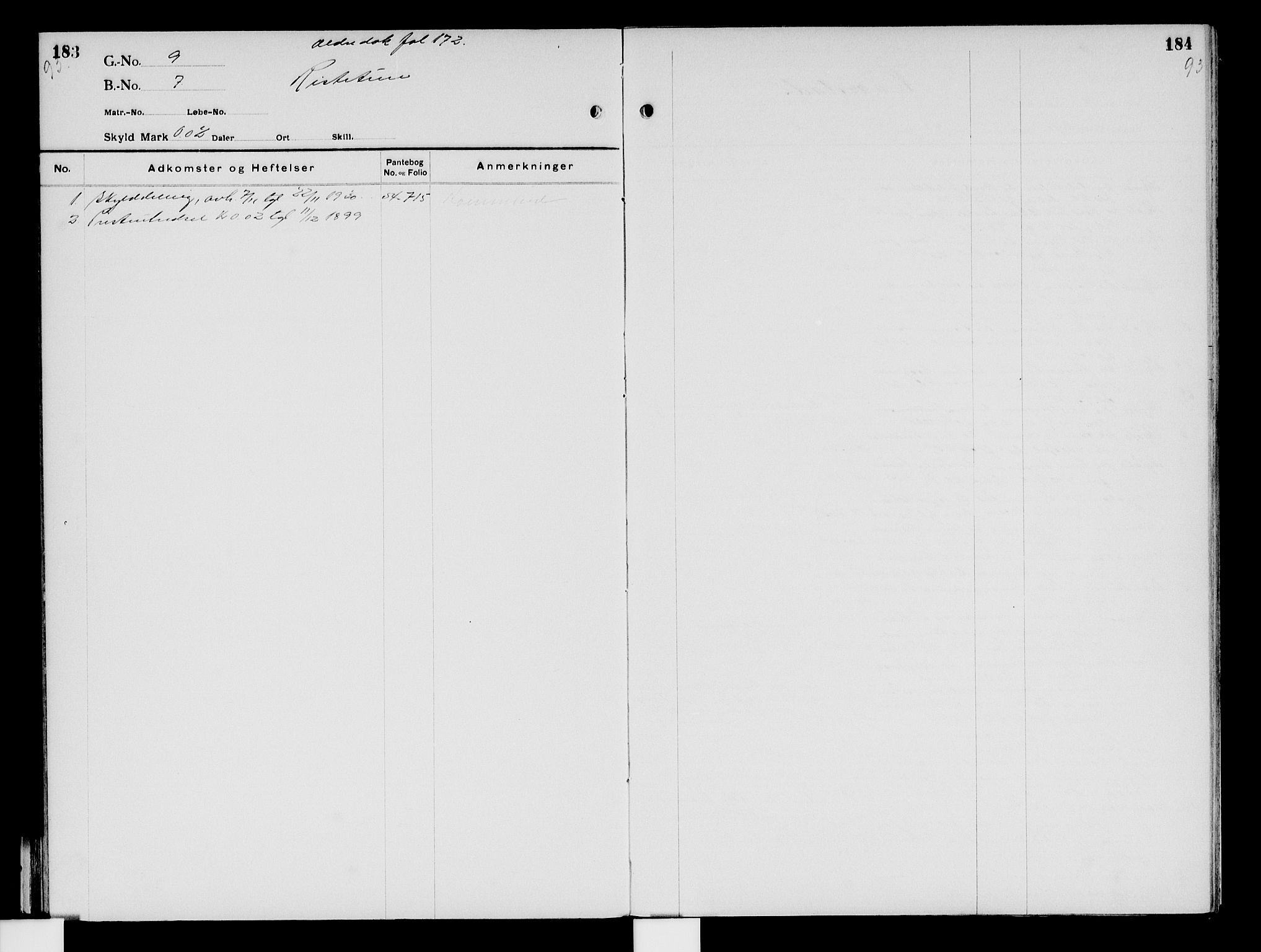 Valdres sorenskriveri, AV/SAH-TING-016/H/Ha/Hae/L0014: Panteregister nr. 5.14, 1924-1940, s. 183-184